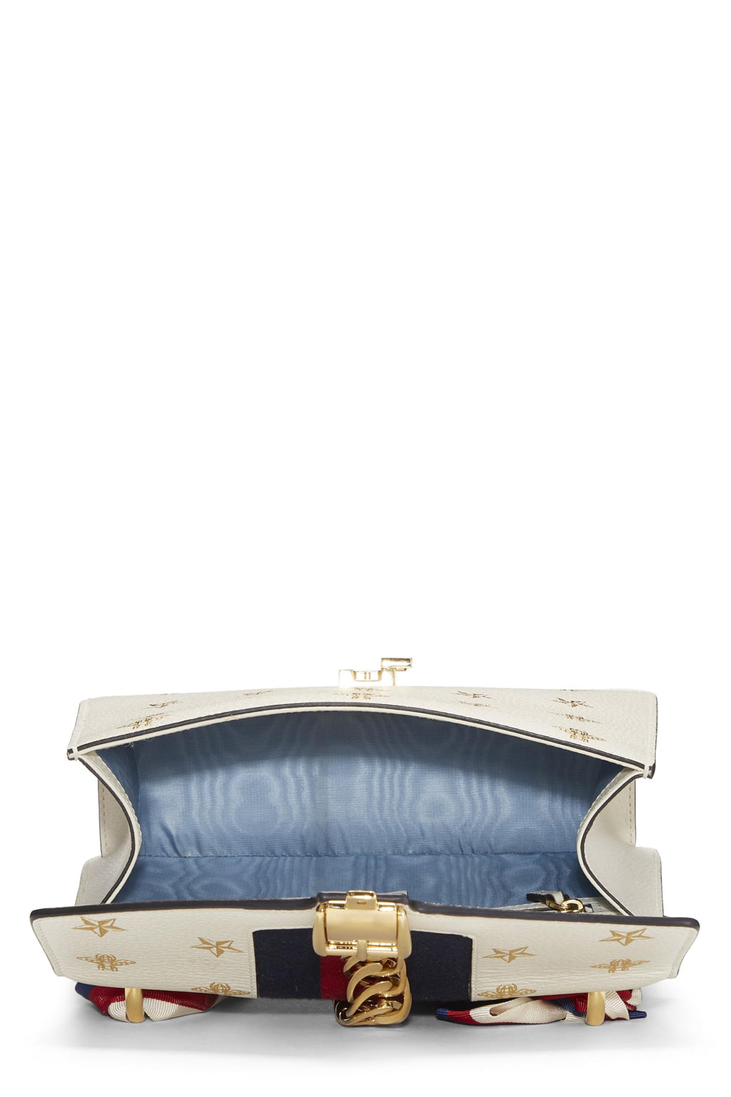Gucci,  Cream Bee & Star Leather SyLouis Vuittonie Shoulder Bag Small, White
