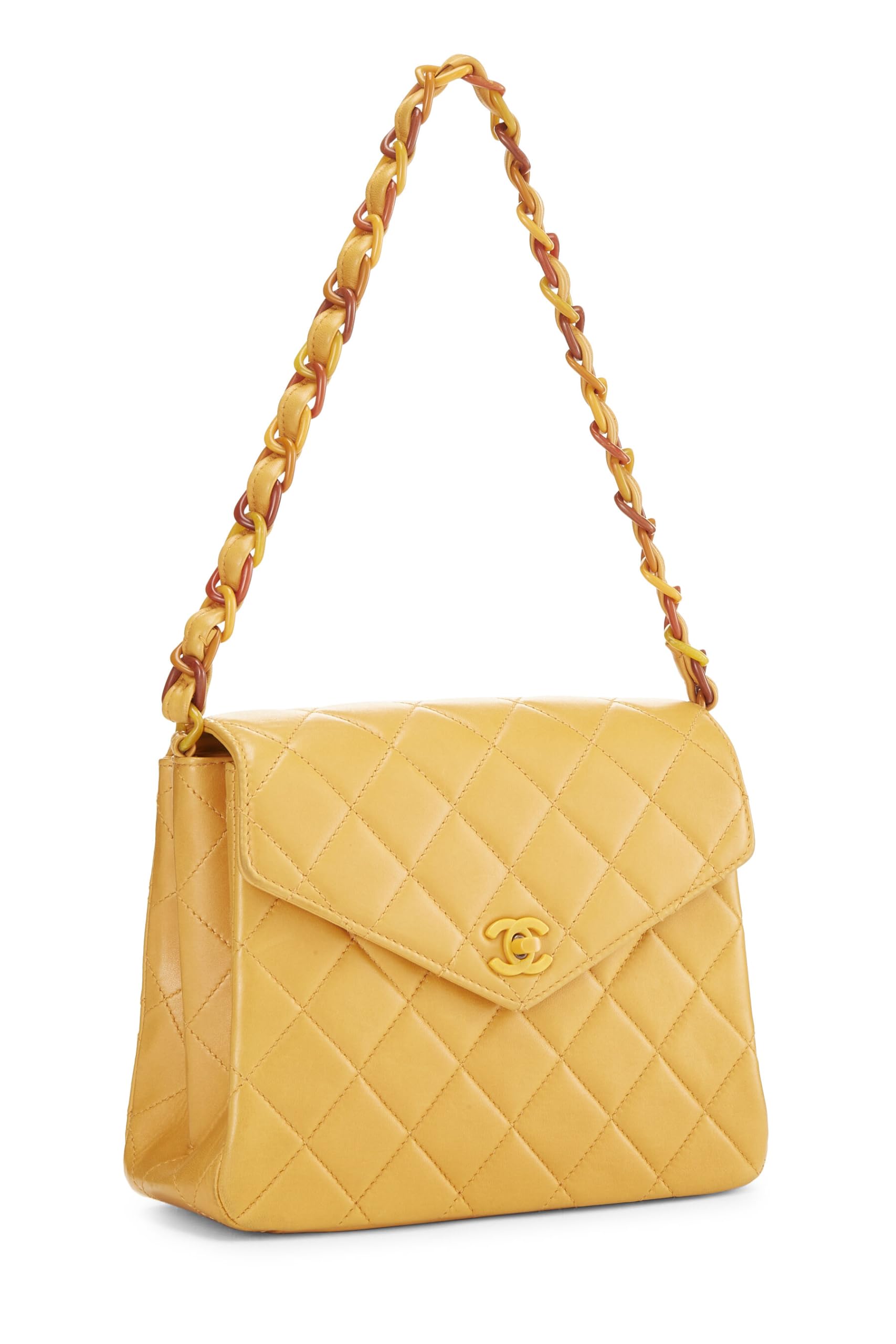 Chanel,  Orange Quilted Lambskin Envelope Flap Shoulder Bag, Orange