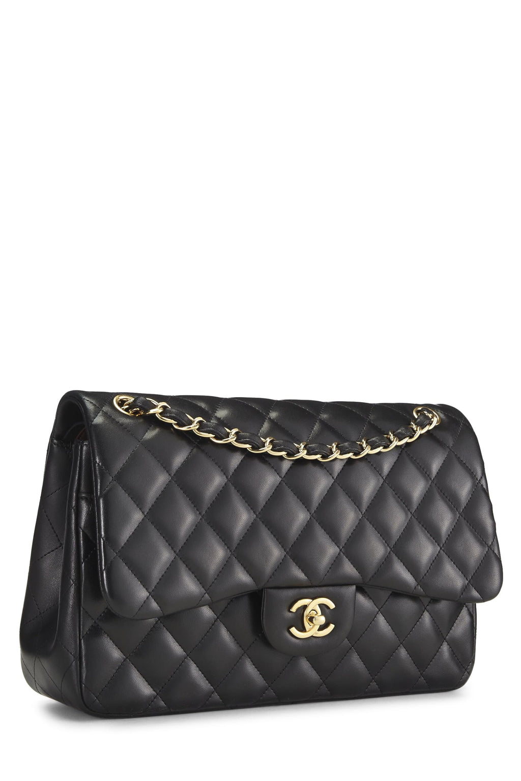 Chanel,  Black Quilted Lambskin New Classic Double Flap Jumbo, Black