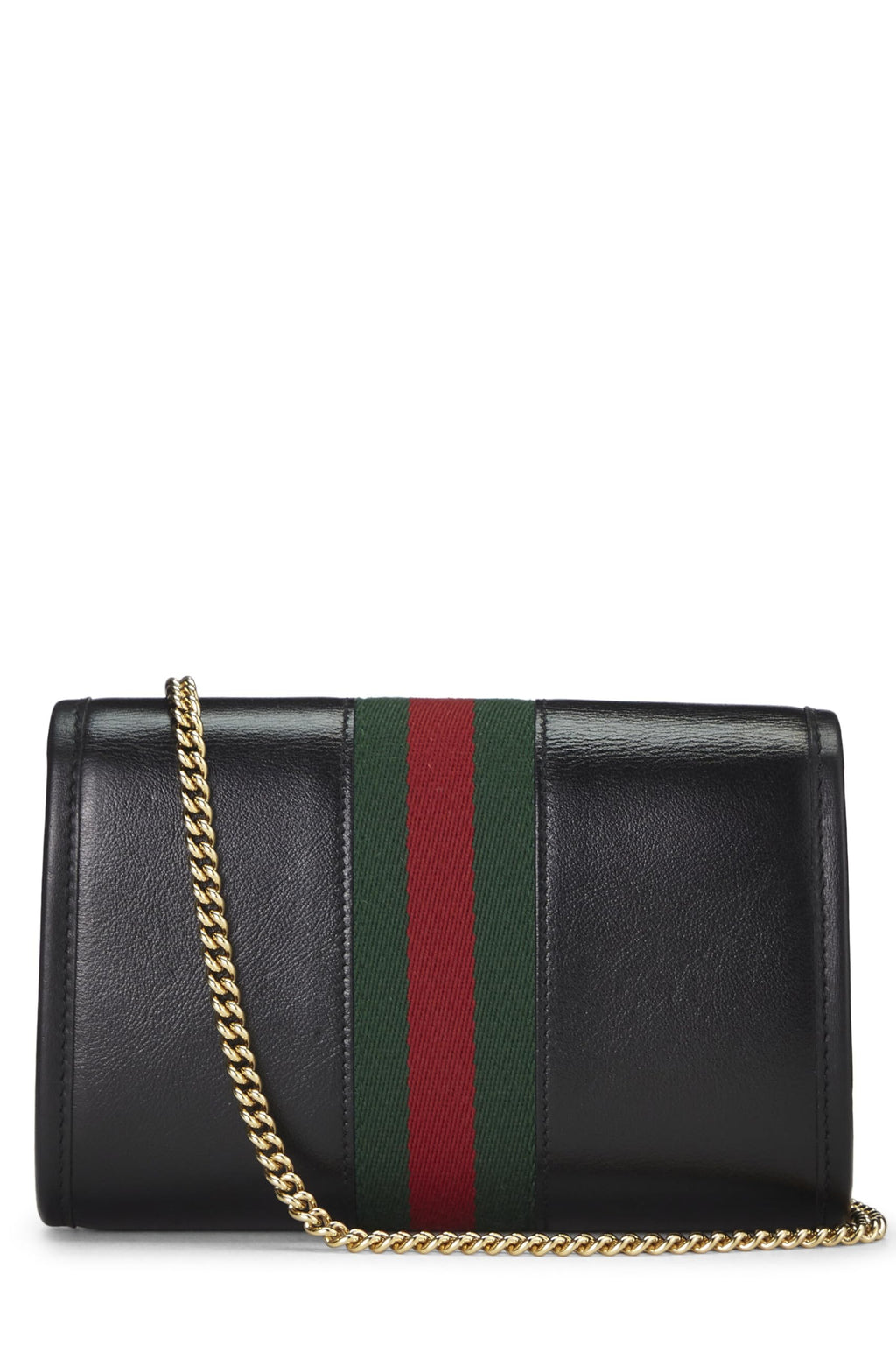 Gucci,  Black Leather Web Rajah Shoulder Bag Mini, Black