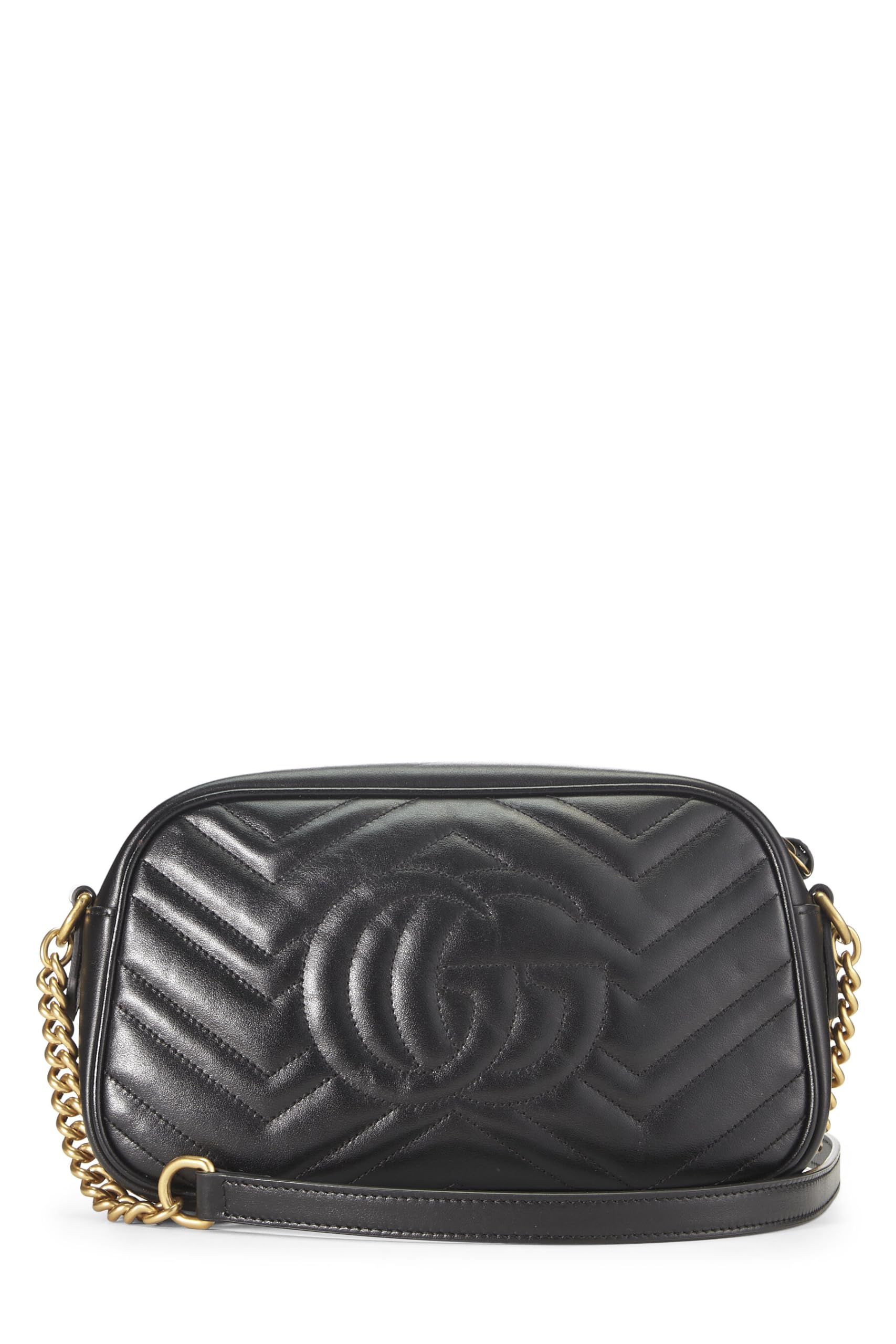 Gucci,  Black Leather Gucci Marmont Crossbody Small, Black