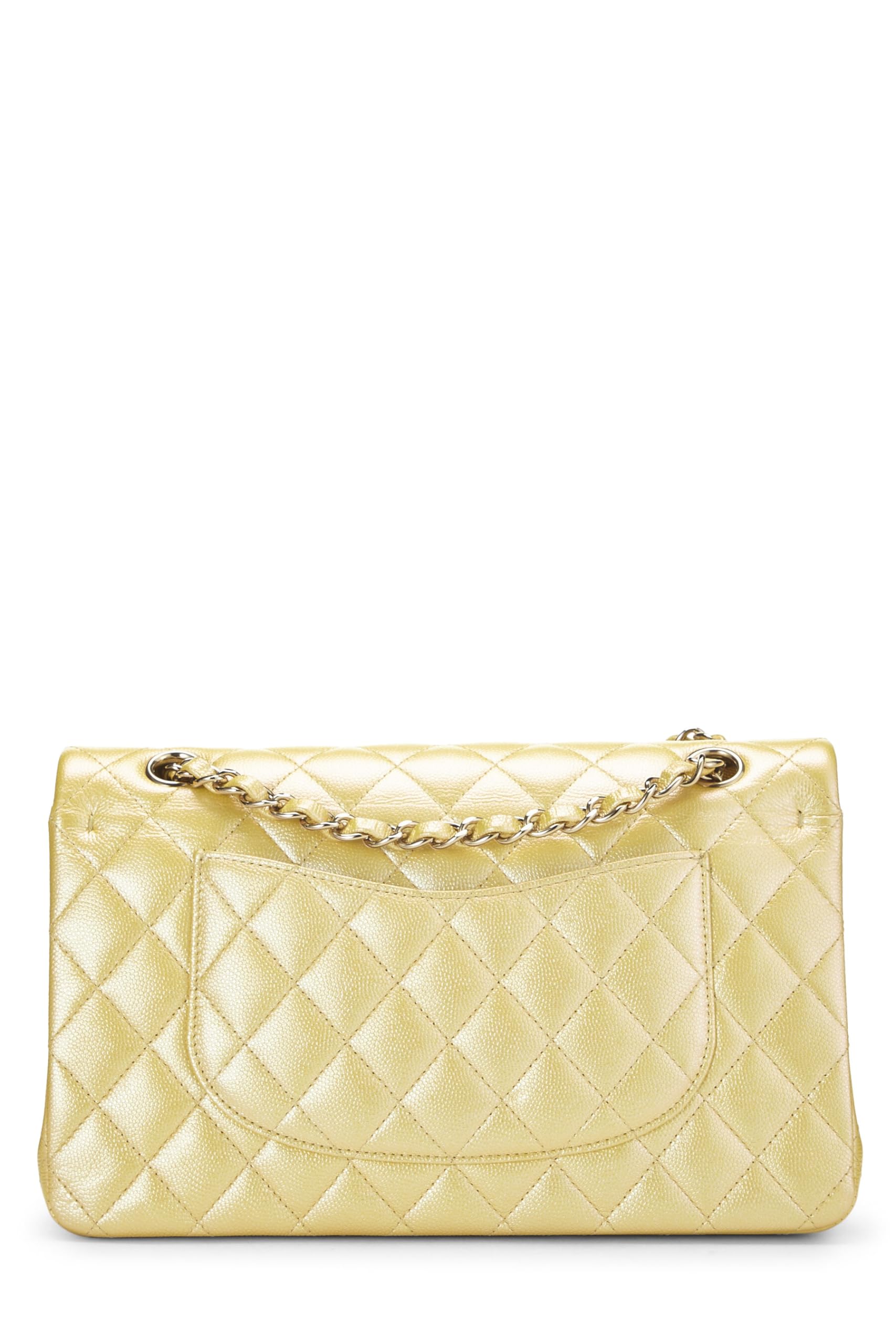 Chanel,  Iridescent Yellow Caviar Classic Double Flap Medium, Yellow