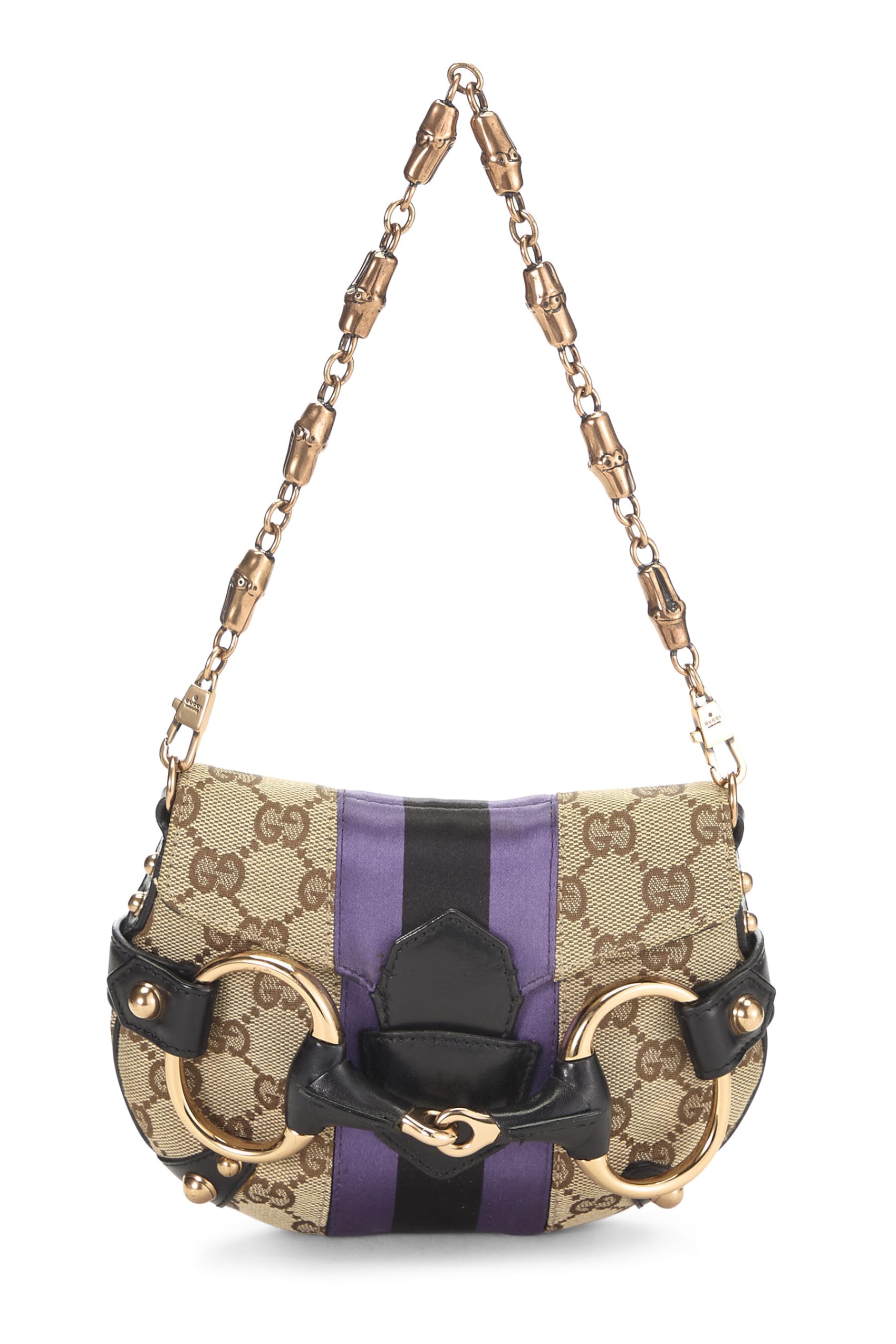 Gucci,  Purple Original GG Canvas Horsebit Chain Shoulder Bag, Purple