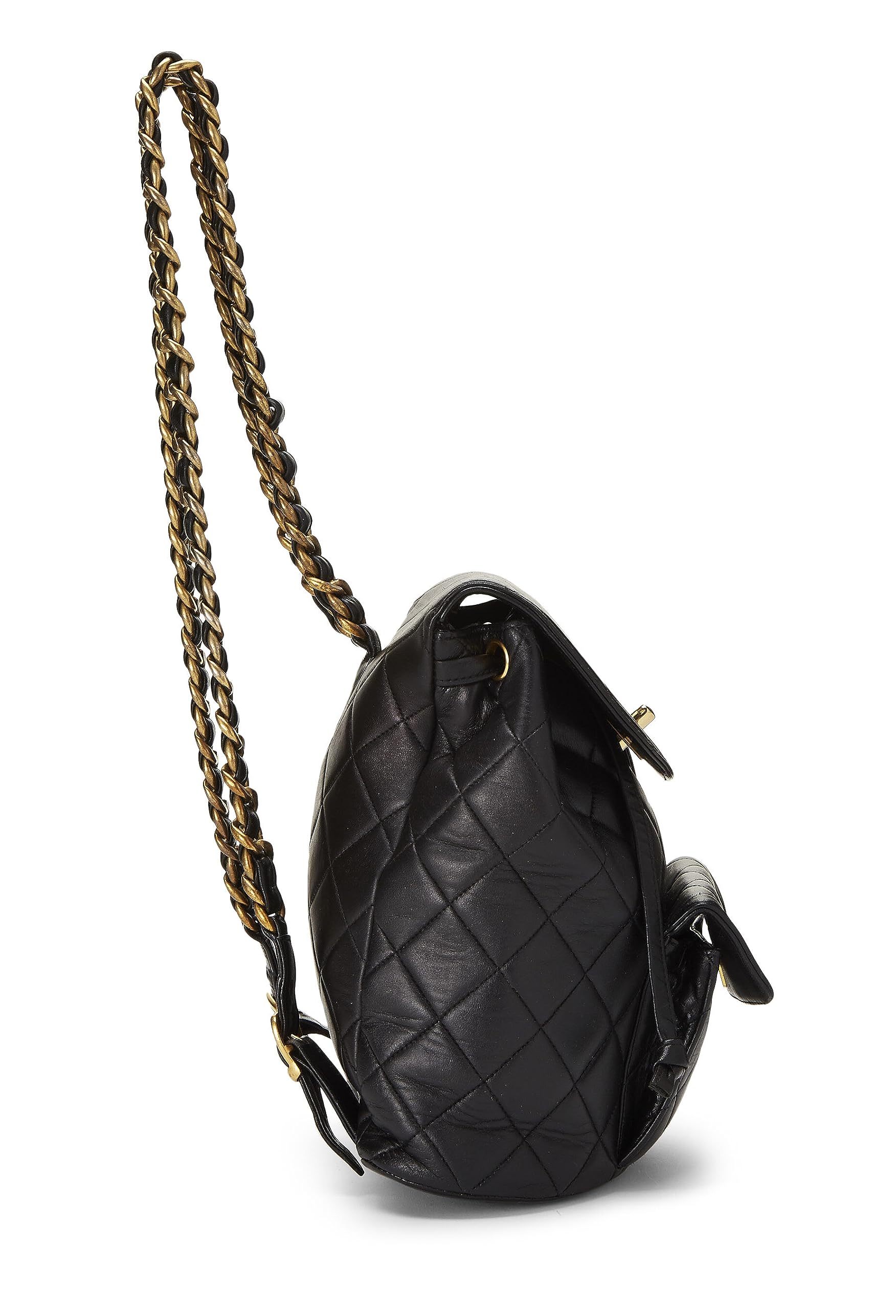 Chanel,  Black Quilted Lambskin 'CC' Classic Backpack Medium, Black