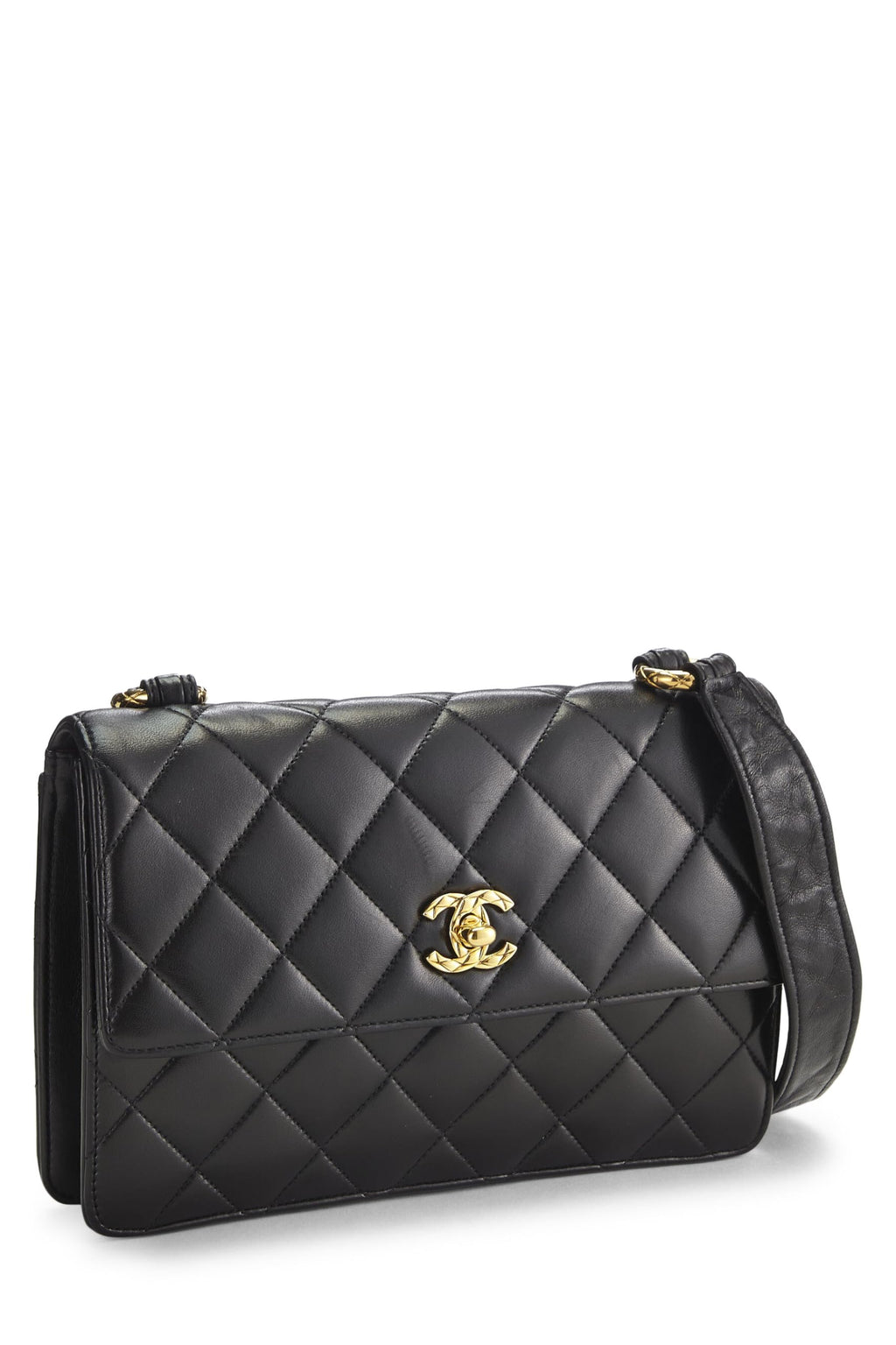 Chanel,  Black Quilted Lambskin Shoulder Bag, Black