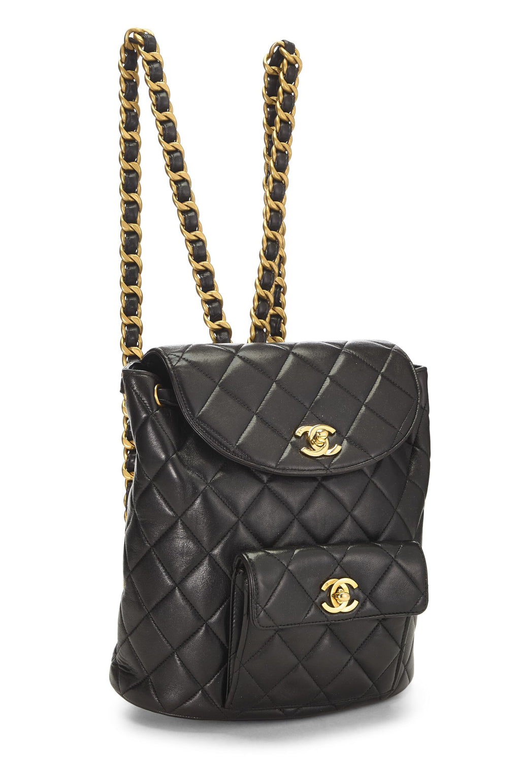 Chanel,  Black Quilted Lambskin 'CC' Classic Backpack Medium, Black