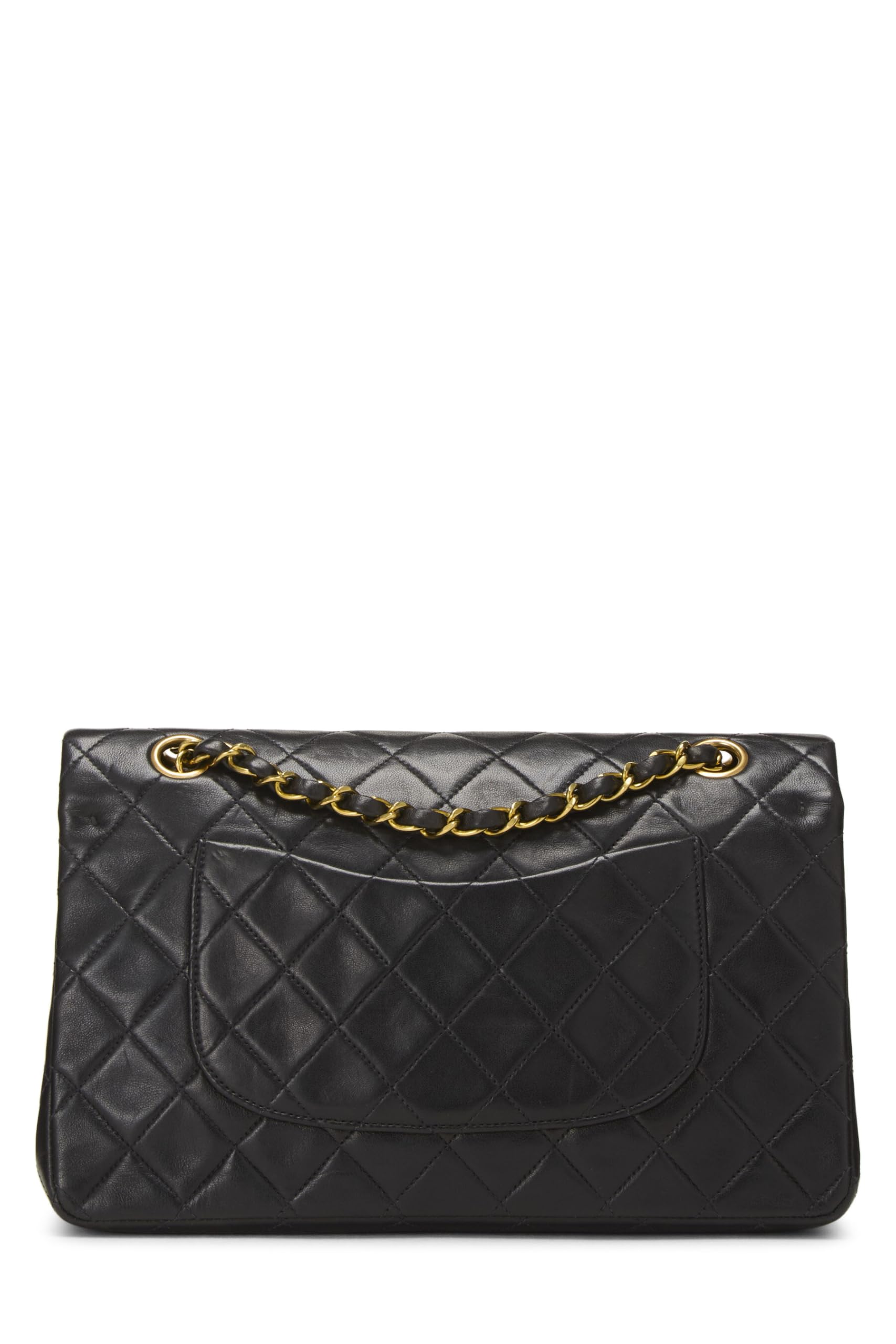 Chanel,  Black Quilted Lambskin Classic Double Flap Medium, Black
