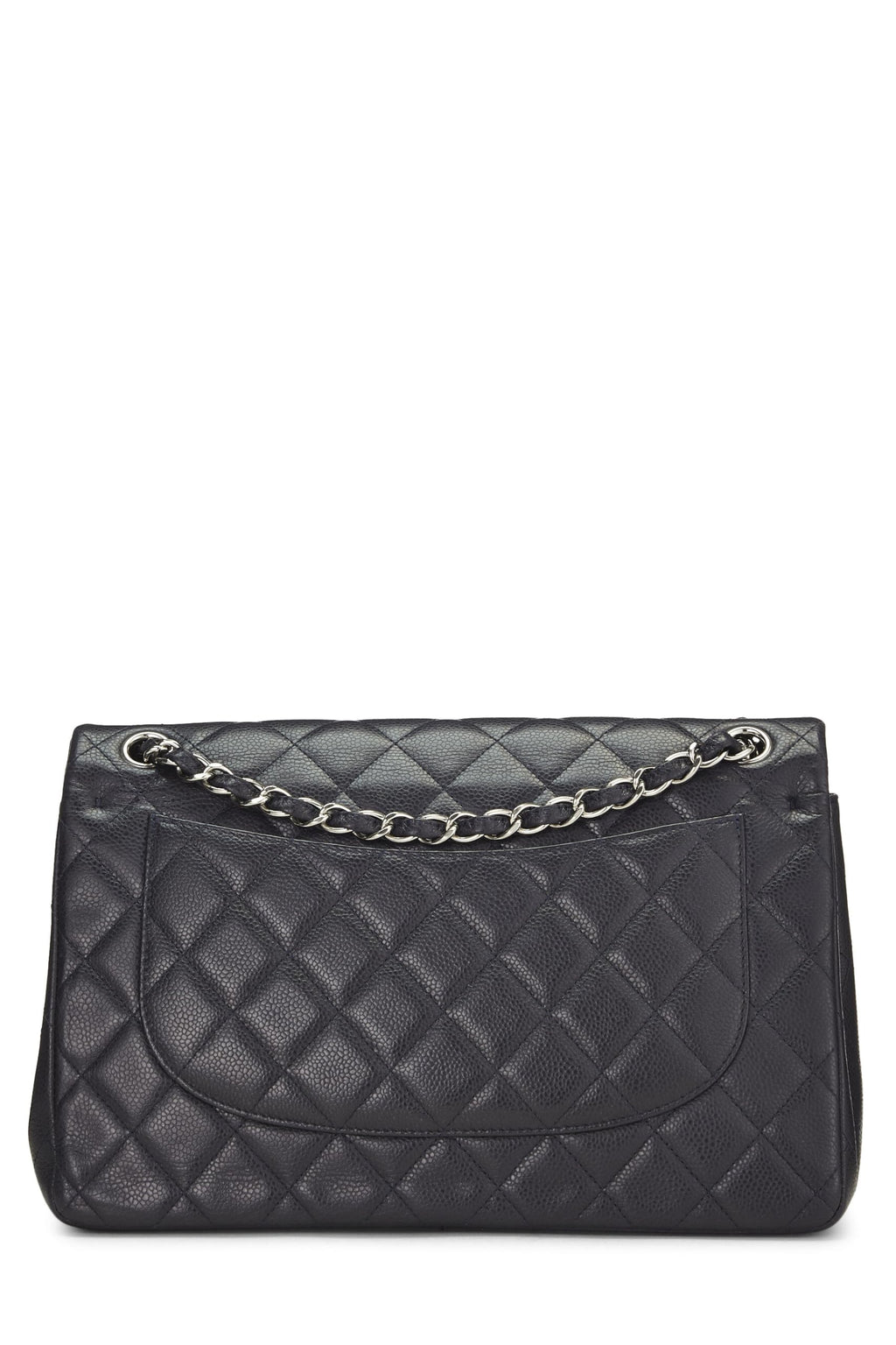 Chanel,  Navy Quilted Caviar New Classic Double Flap Jumbo, Navy
