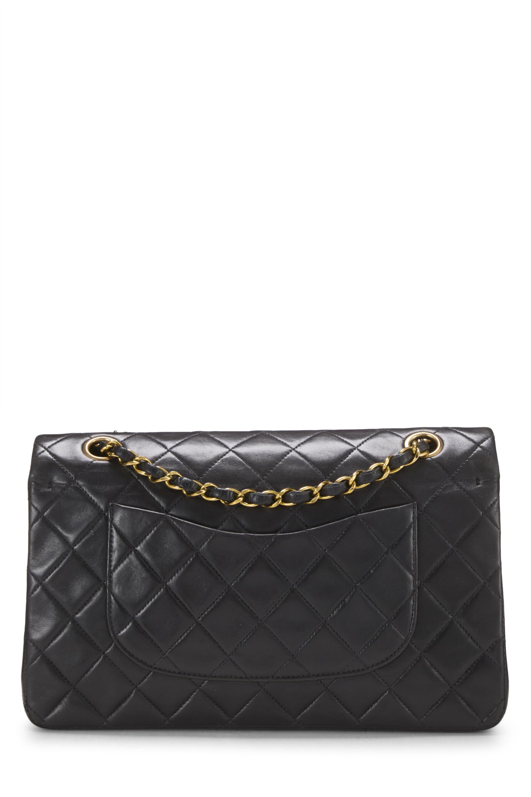 Chanel,  Black Quilted Lambskin Classic Double Flap Medium, Black