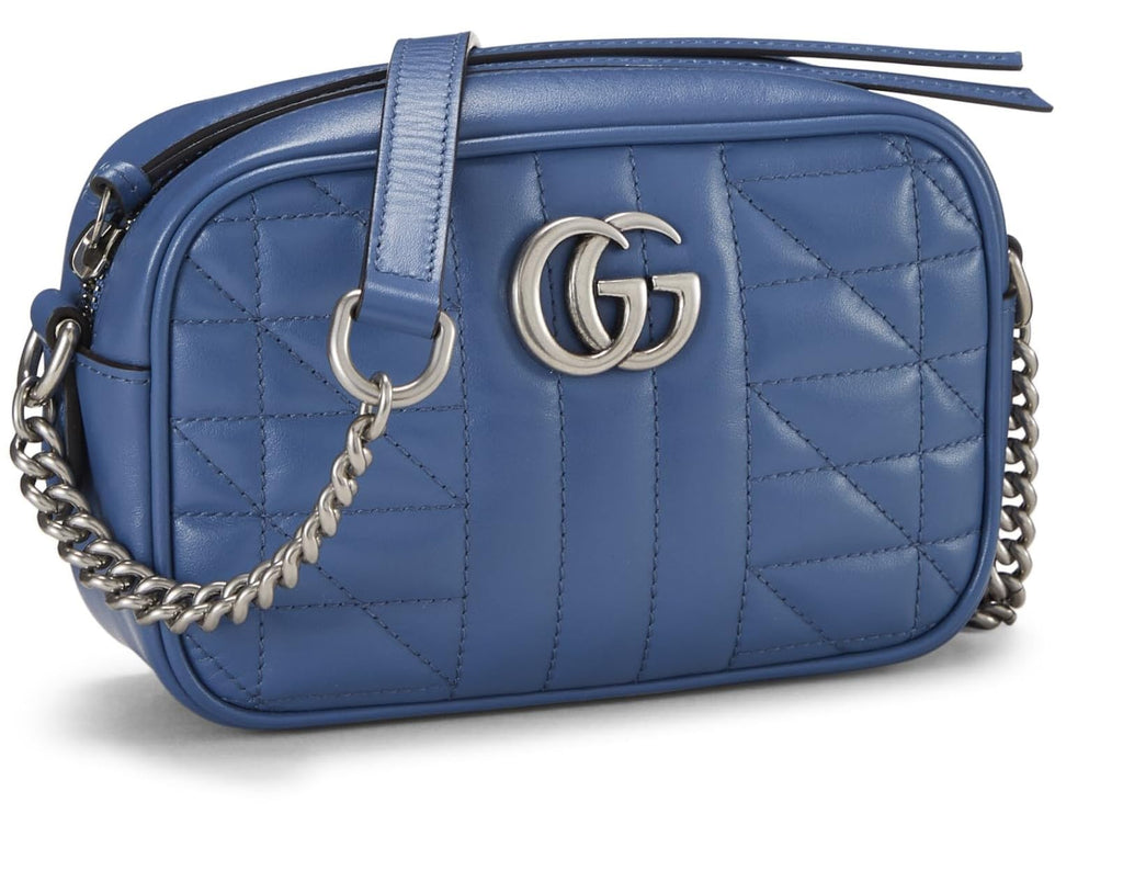 Gucci,  Blue Gucci Marmont Crossbody Mini, Blue