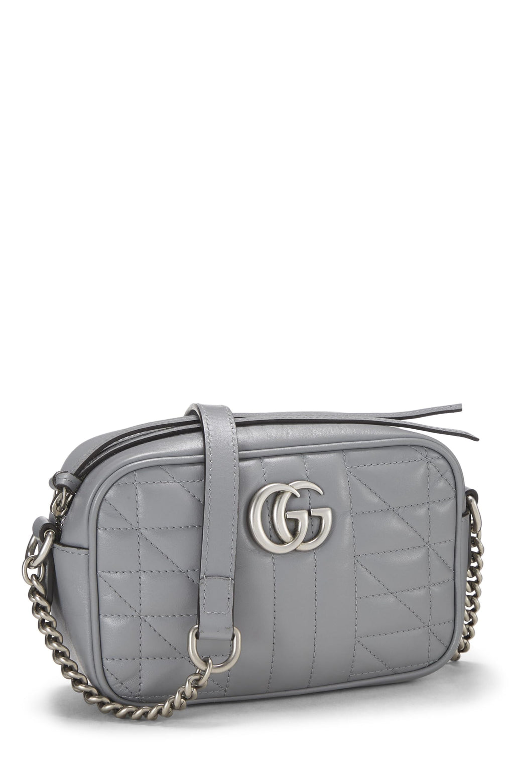 Gucci,  Grey Leather Gucci Marmont Crossbody Mini, Grey