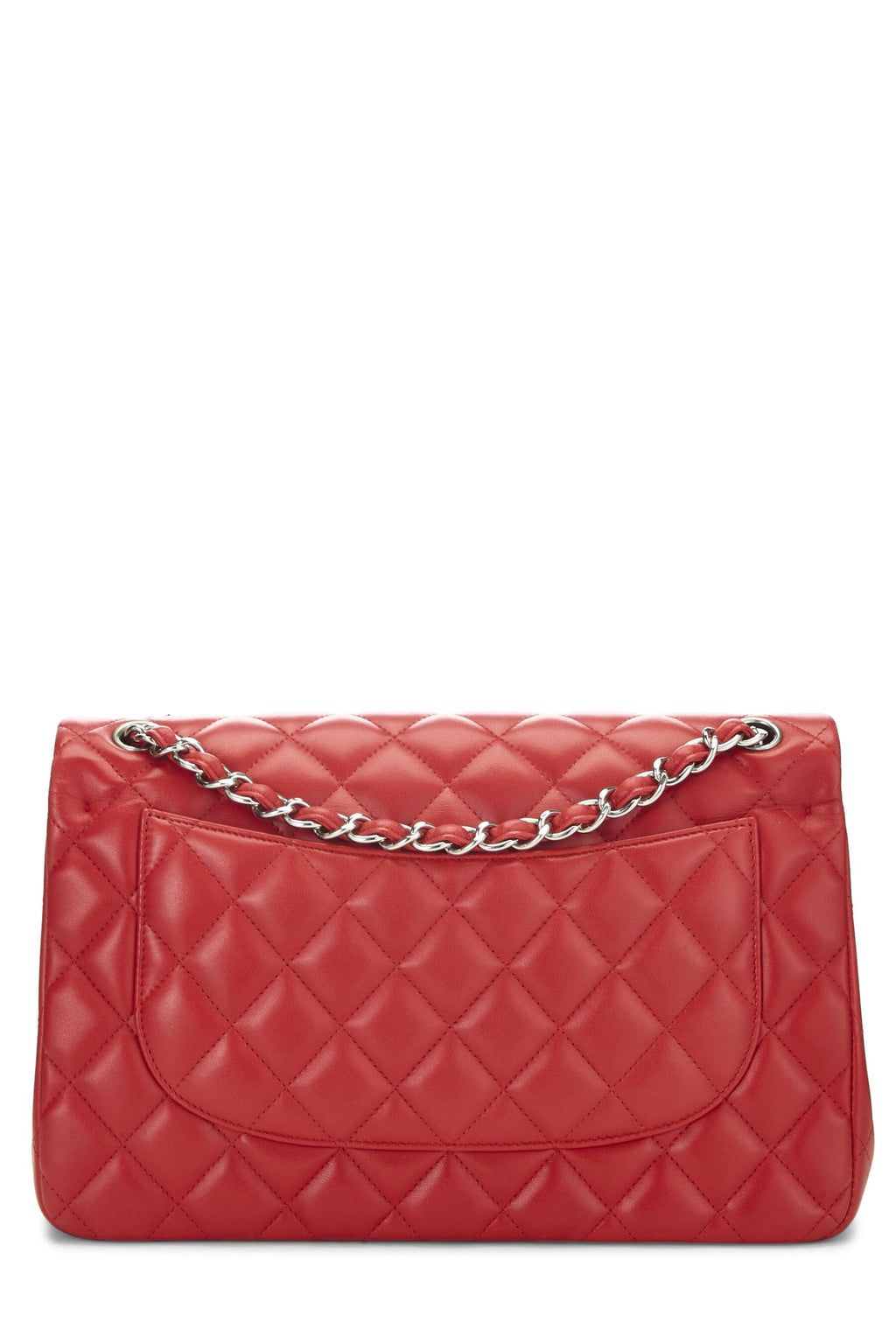 Chanel,  Red Quilted Lambskin New Classic Double Flap Jumbo, Red
