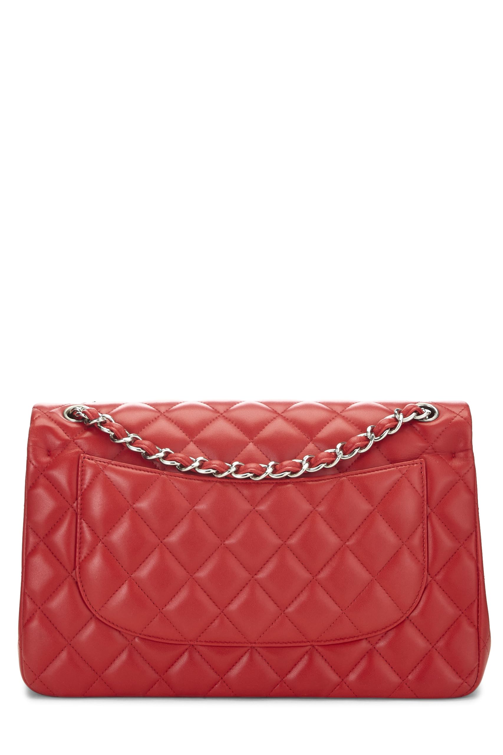 Chanel,  Red Quilted Lambskin New Classic Double Flap Jumbo, Red