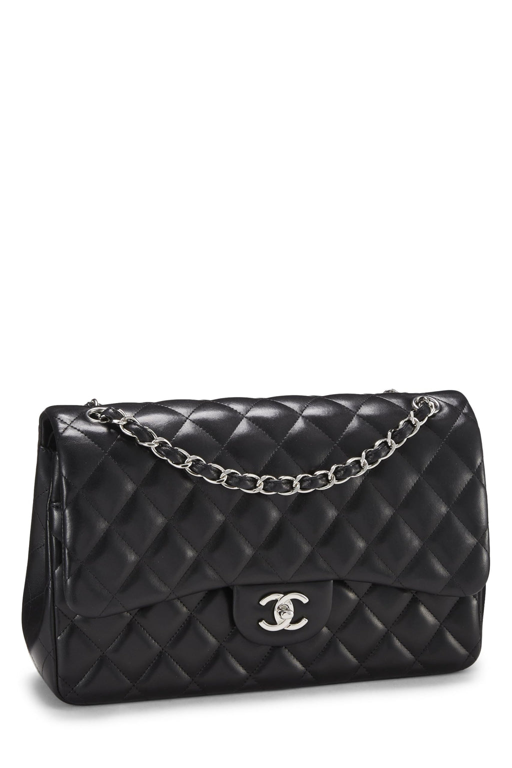 Chanel,  Black Quilted Lambskin New Classic Double Flap Jumbo, Black