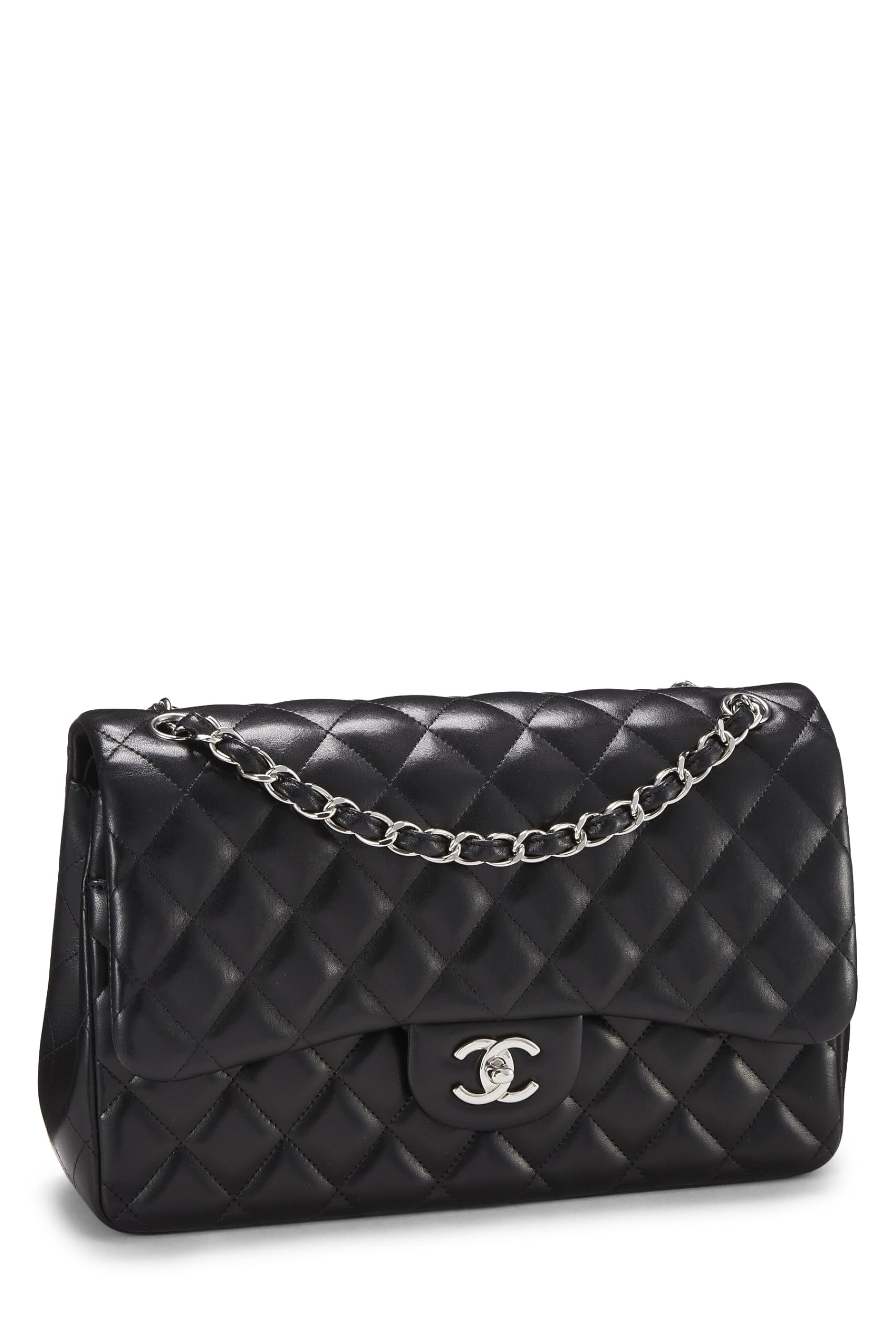 Chanel,  Black Quilted Lambskin New Classic Double Flap Jumbo, Black