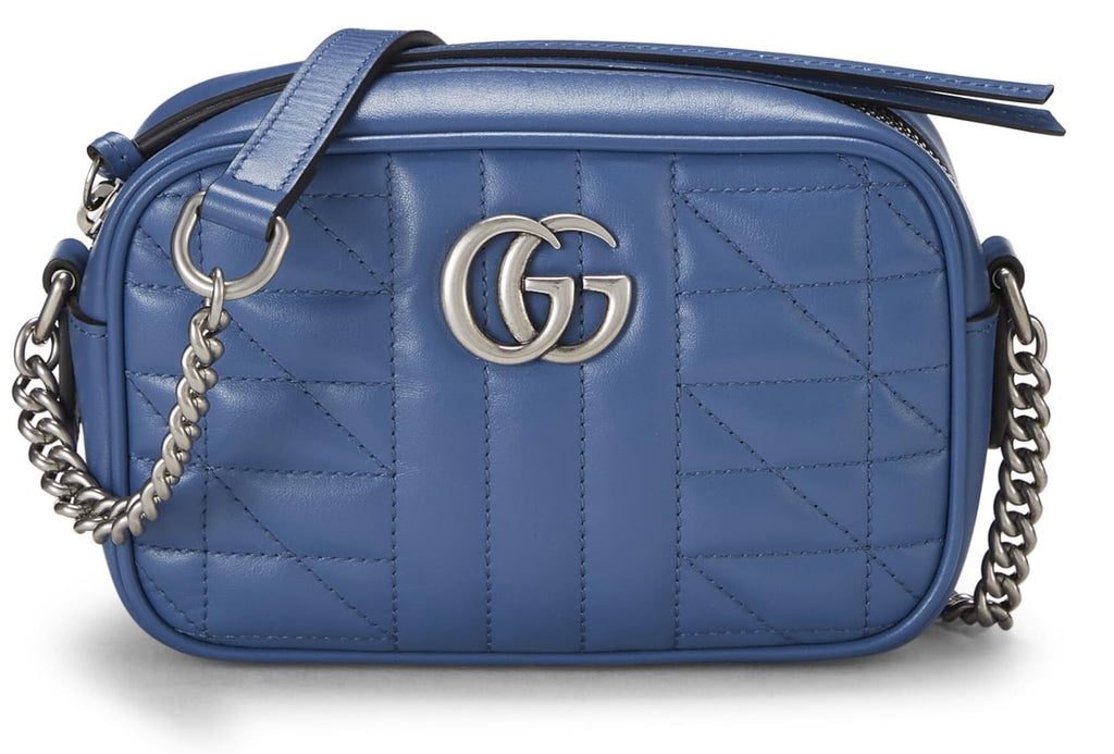 Gucci,  Blue Gucci Marmont Crossbody Mini, Blue