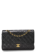 Chanel,  Black Quilted Lambskin Classic Double Flap Medium, Black