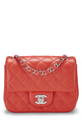 Chanel,  Red Quilted Lambskin Classic Square Flap Mini, Red