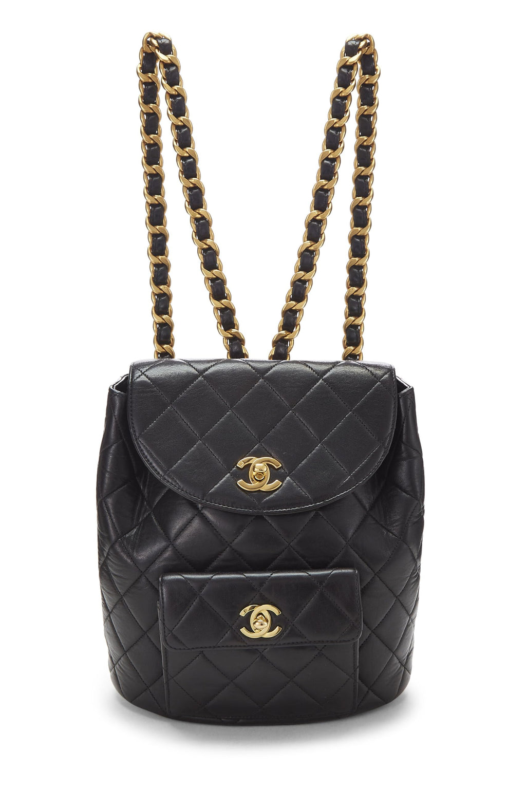 Chanel,  Black Quilted Lambskin 'CC' Classic Backpack Medium, Black
