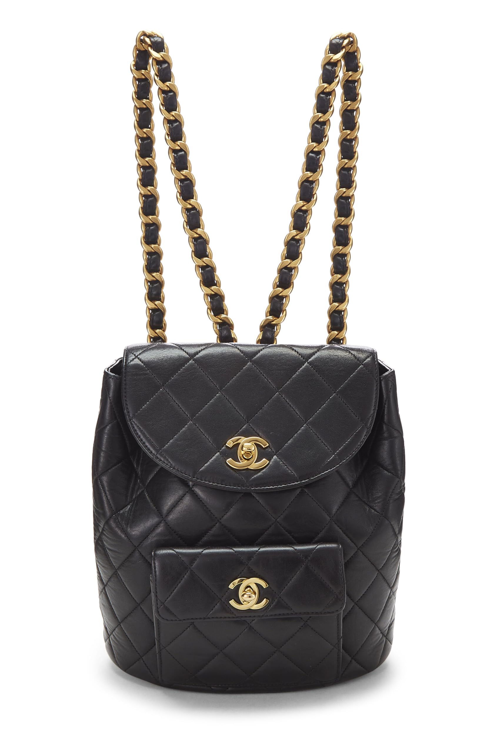 Chanel,  Black Quilted Lambskin 'CC' Classic Backpack Medium, Black