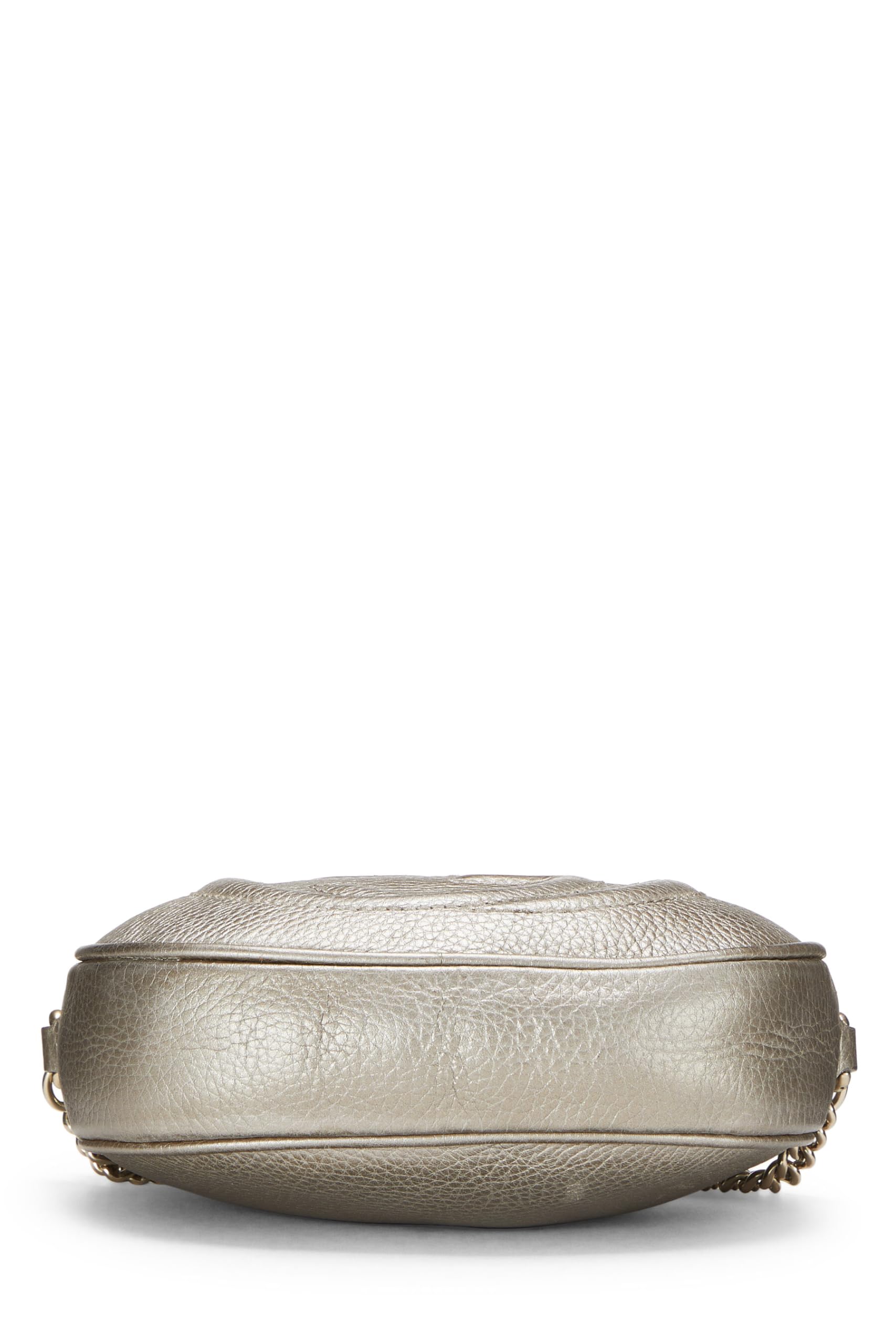 Gucci,  Metallic Gold Leather Soho Round Chain Crossbody Mini, Gold