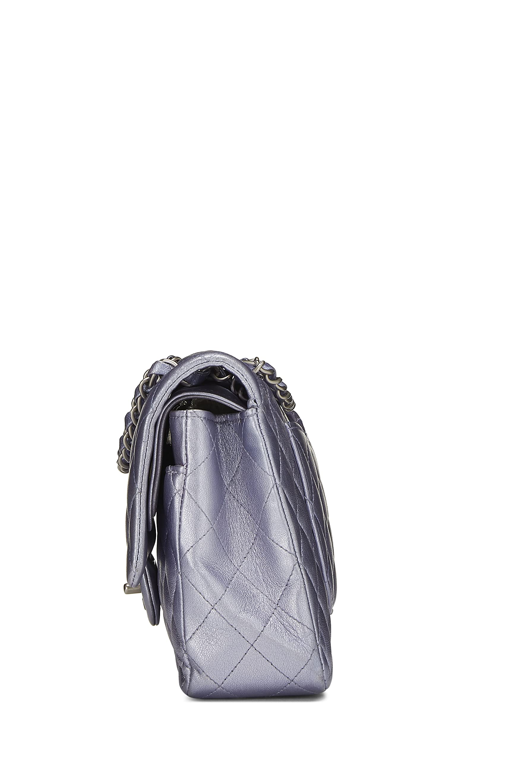 Chanel,  Metallic Purple Quilted Lambskin Classic Double Flap Medium, Purple
