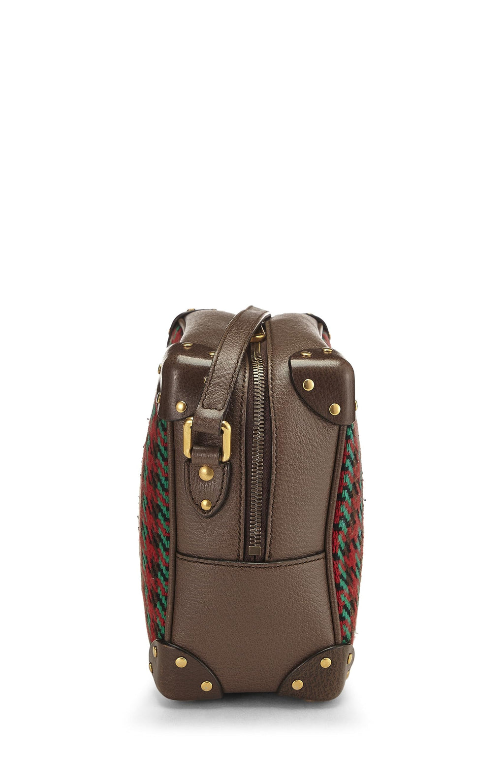 Gucci,  Multicolor Wool & Leather Houndstooth 'Gucci' Crossbody, Brown