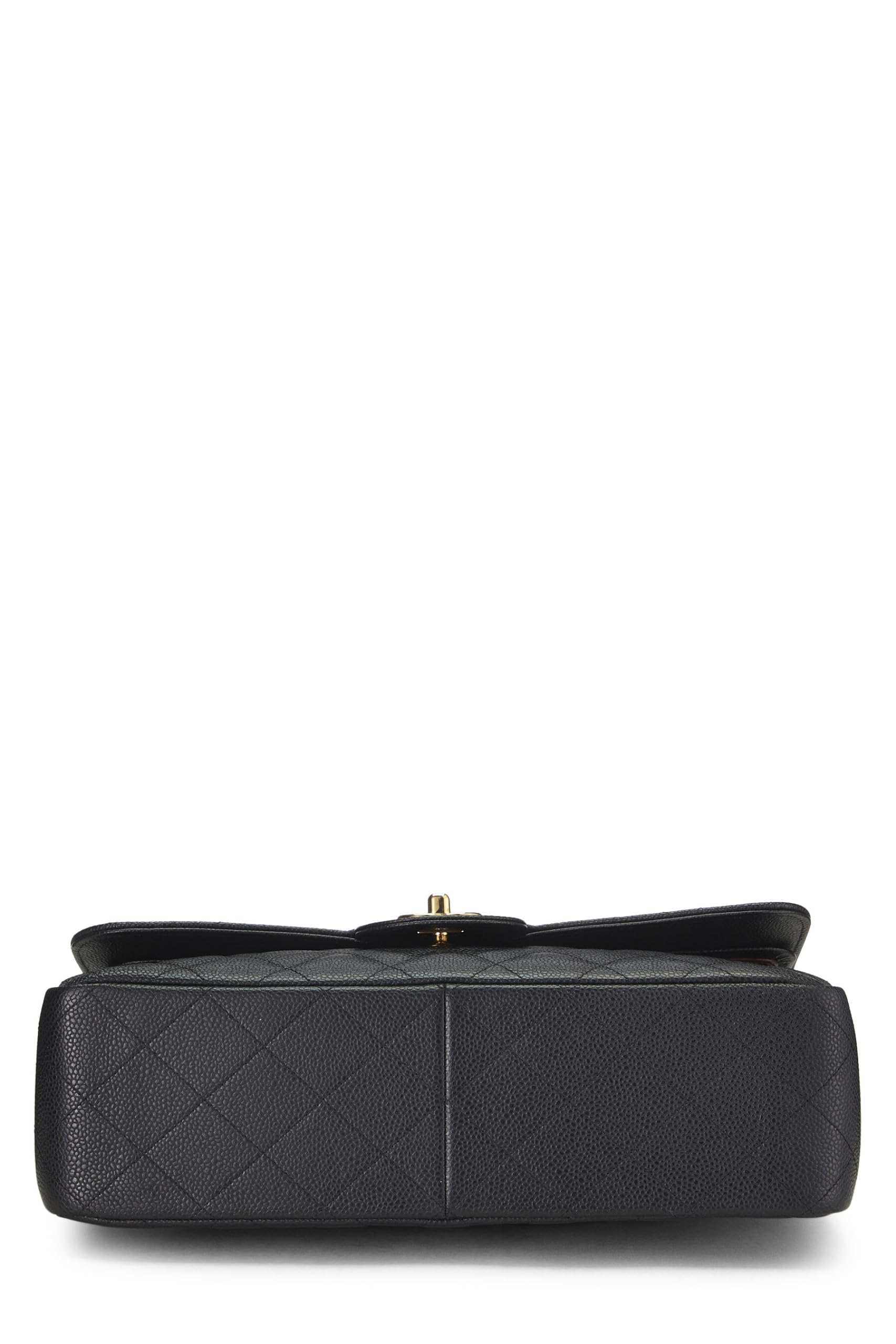 Chanel,  Black Quilted Caviar New Classic Double Flap Jumbo, Black