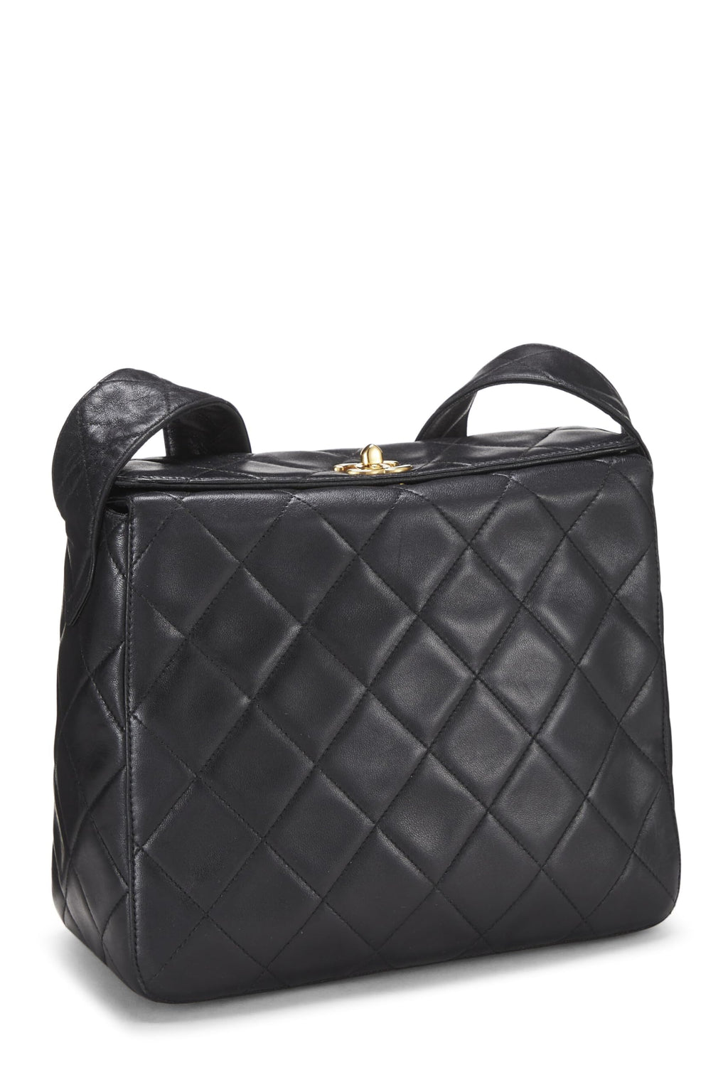 Chanel,  Black Quilted Lambskin Shoulder Bag, Black