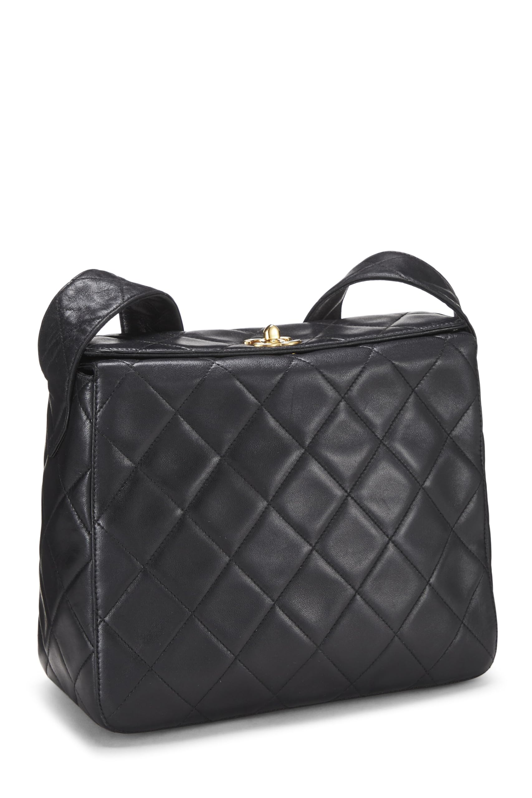 Chanel,  Black Quilted Lambskin Shoulder Bag, Black