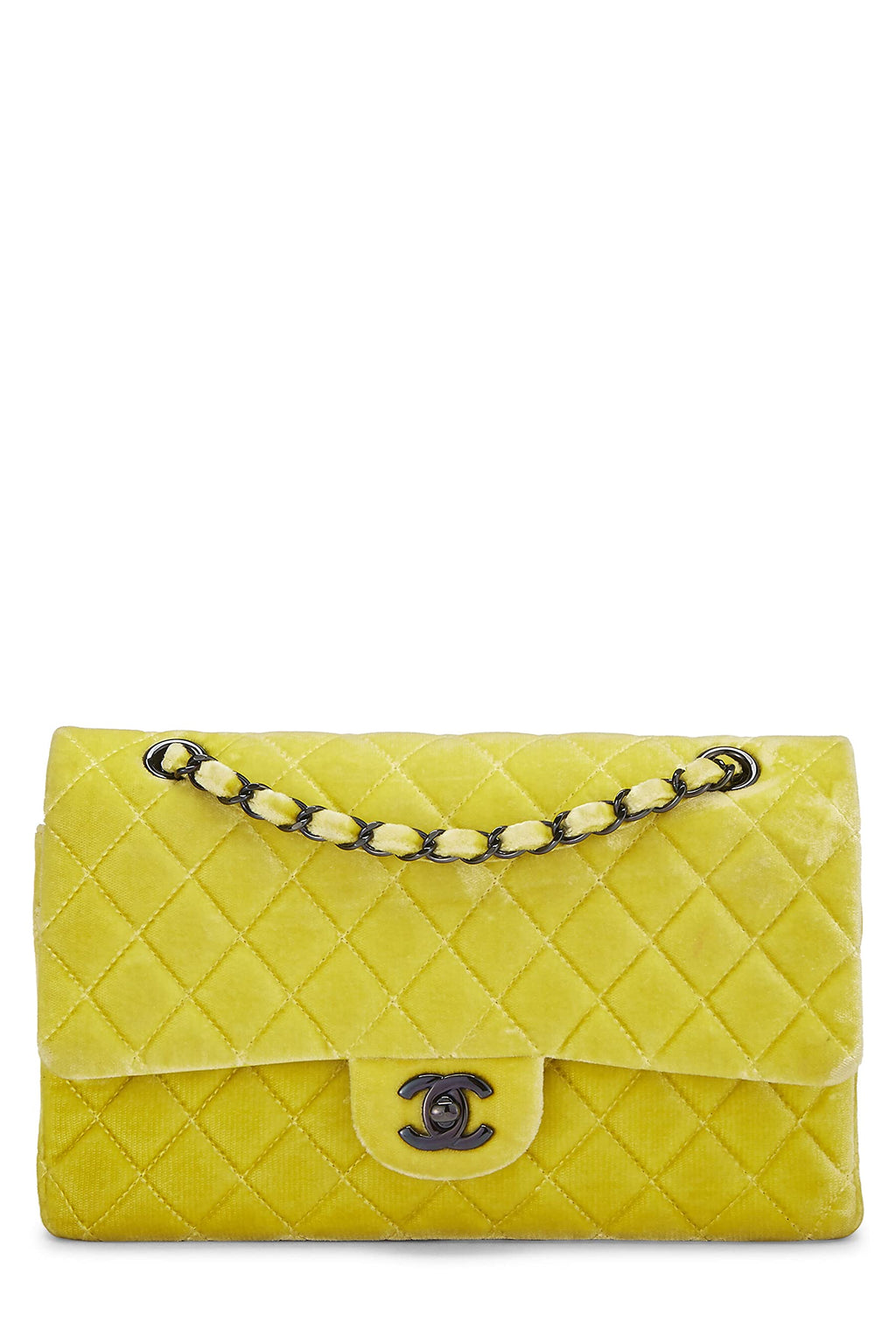 Chanel,  Yellow Quilted VeLouis Vuittonet Classic Double Flap Medium, Yellow