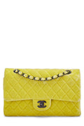 Chanel,  Yellow Quilted VeLouis Vuittonet Classic Double Flap Medium, Yellow