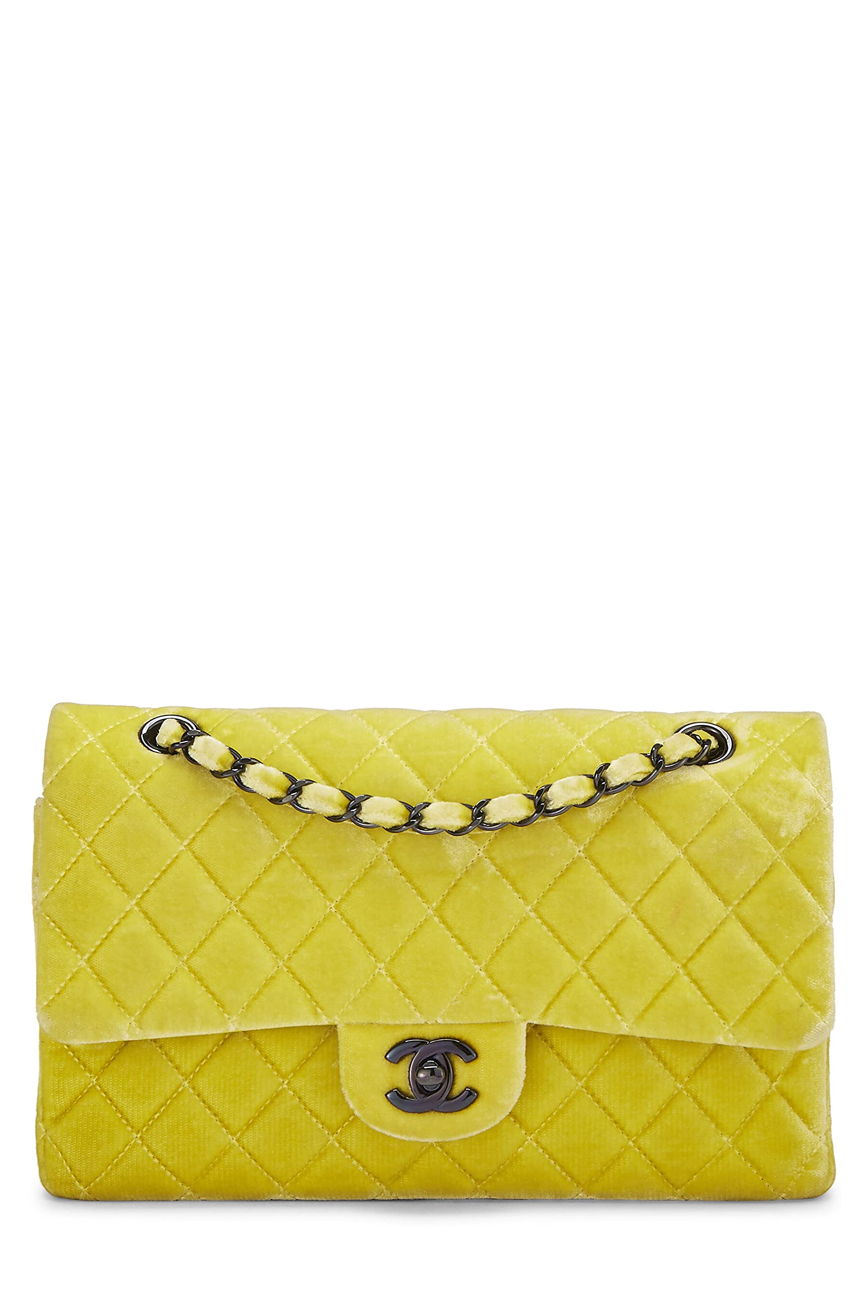 Chanel,  Yellow Quilted VeLouis Vuittonet Classic Double Flap Medium, Yellow