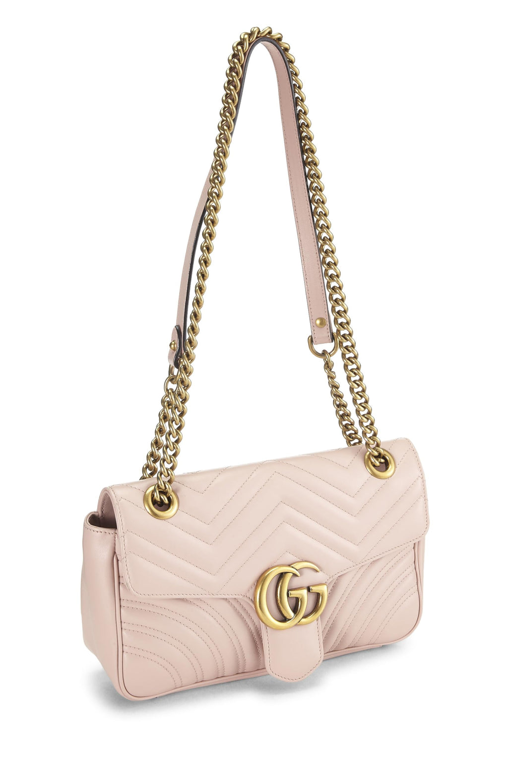 Gucci,  Pink Leather GG Marmont Shoulder Bag Small, Pink