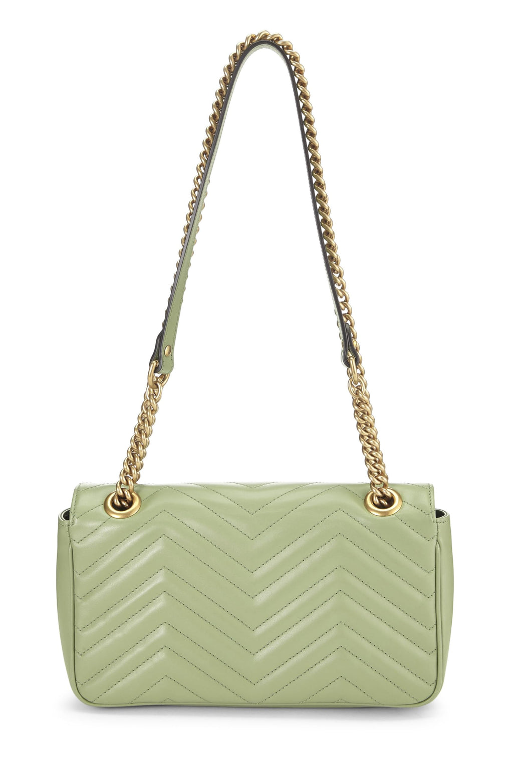 Gucci,  Green Leather Torchon GG Marmont Shoulder Bag Small, Green