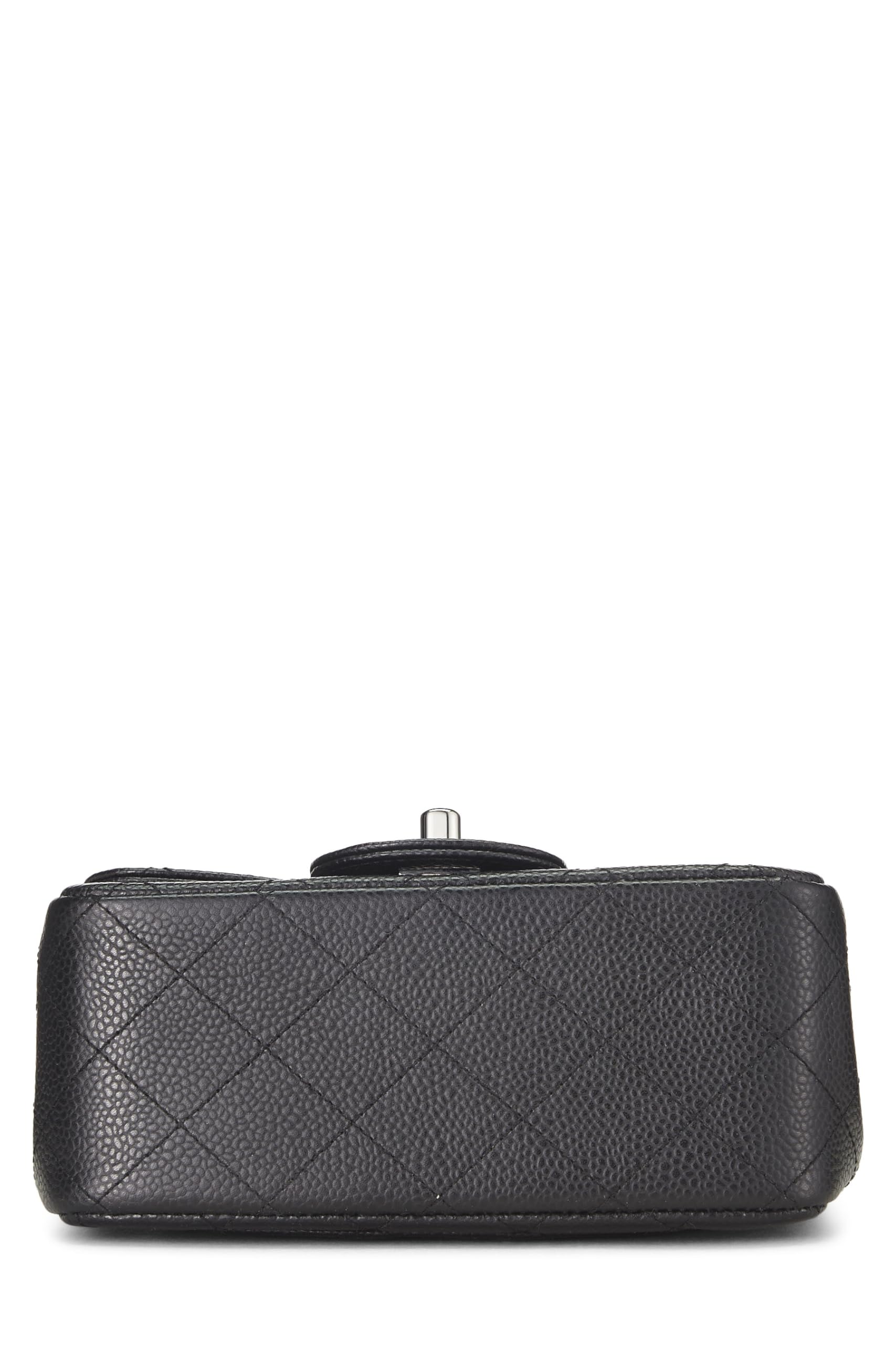 Chanel,  Black Quilted Caviar Classic Square Flap Mini, Black
