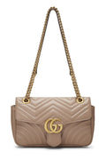 Gucci,  Pink Leather GG Marmont Shoulder Bag Small, Pink