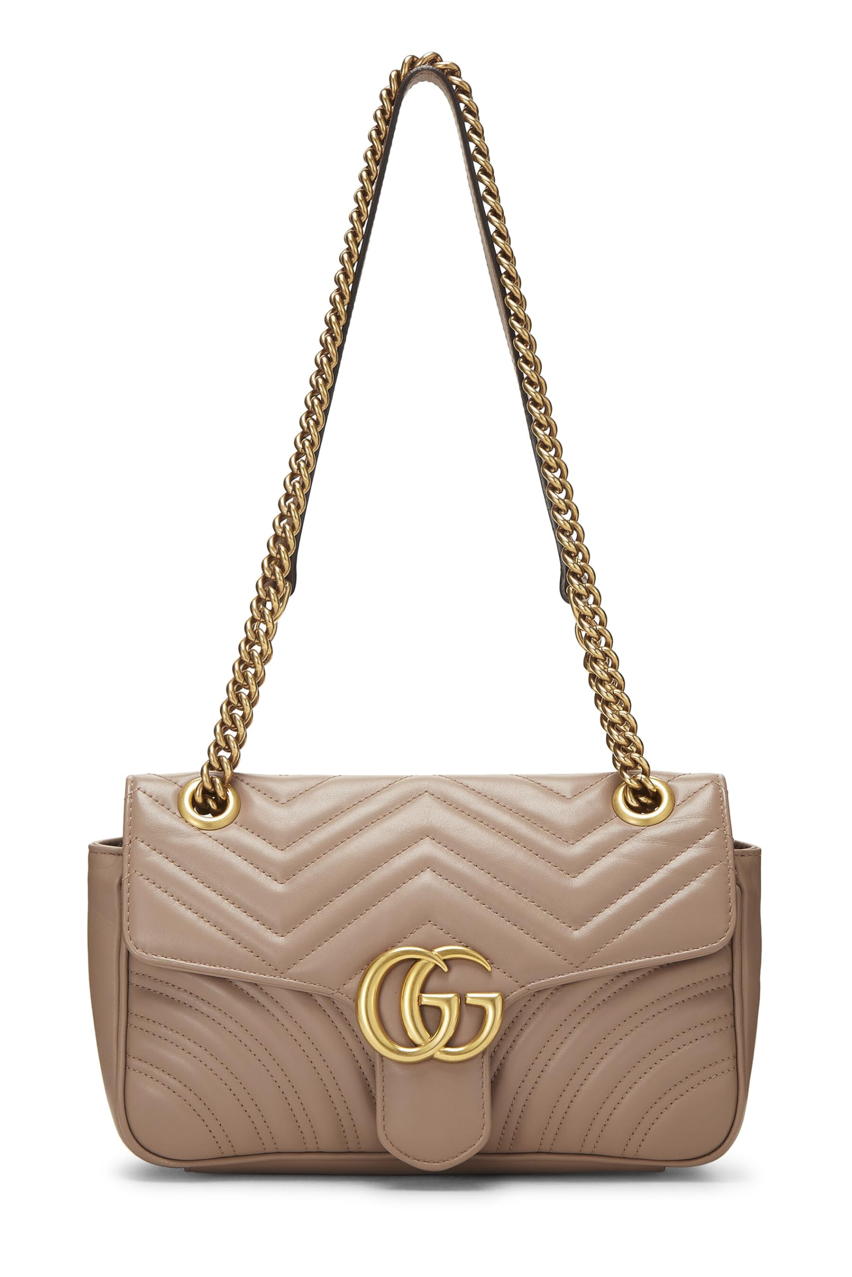 Gucci,  Pink Leather GG Marmont Shoulder Bag Small, Pink