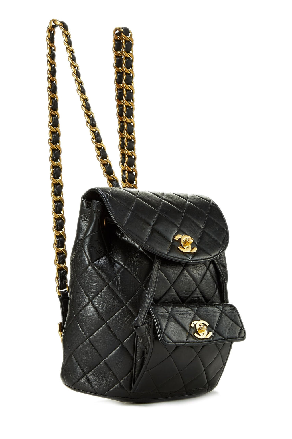Chanel,  Black Quilted Lambskin 'CC' Classic Backpack Medium, Black