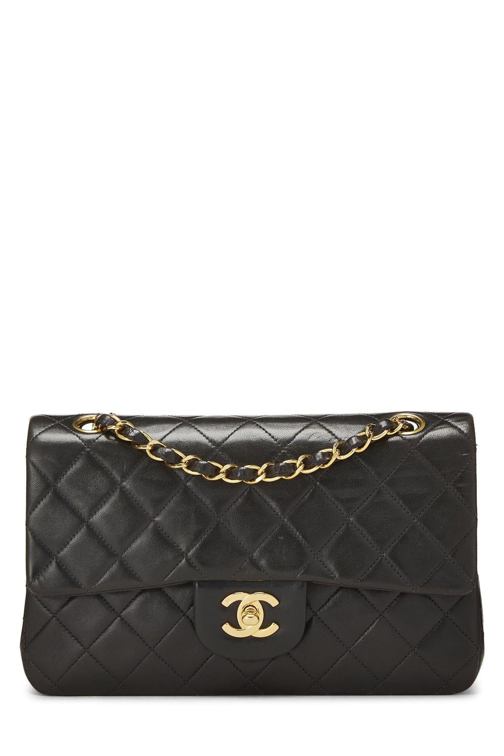 Chanel,  Black Quilted Lambskin Classic Double Flap Small, Black