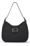 Fendi,  Black Zucchino Canvas Shoulder Bag, Black