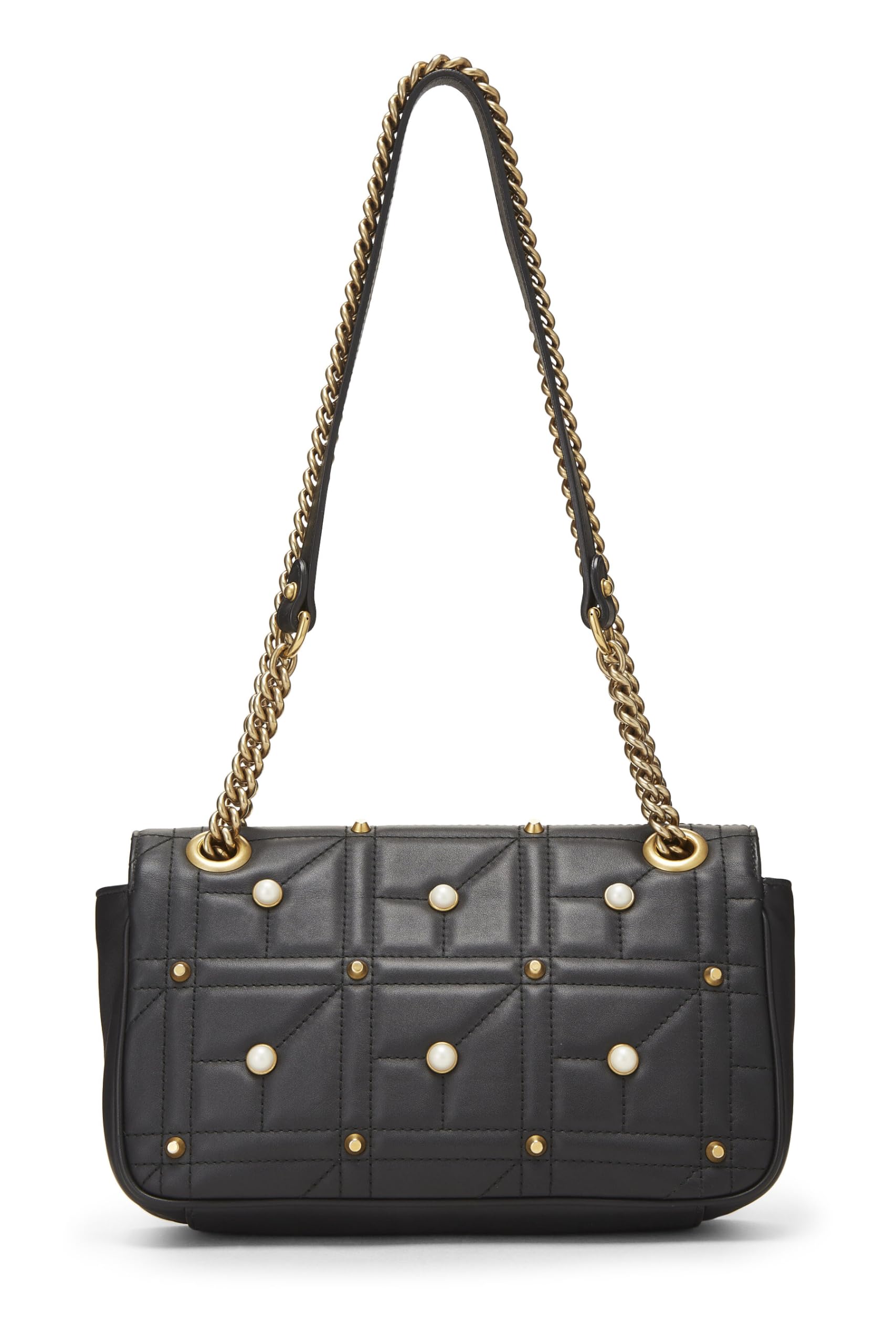 Gucci,  Black Faux Pearl MatelassÃƒÆ’Ã‚Â© Leather Marmont Shoulder Bag Small, Black