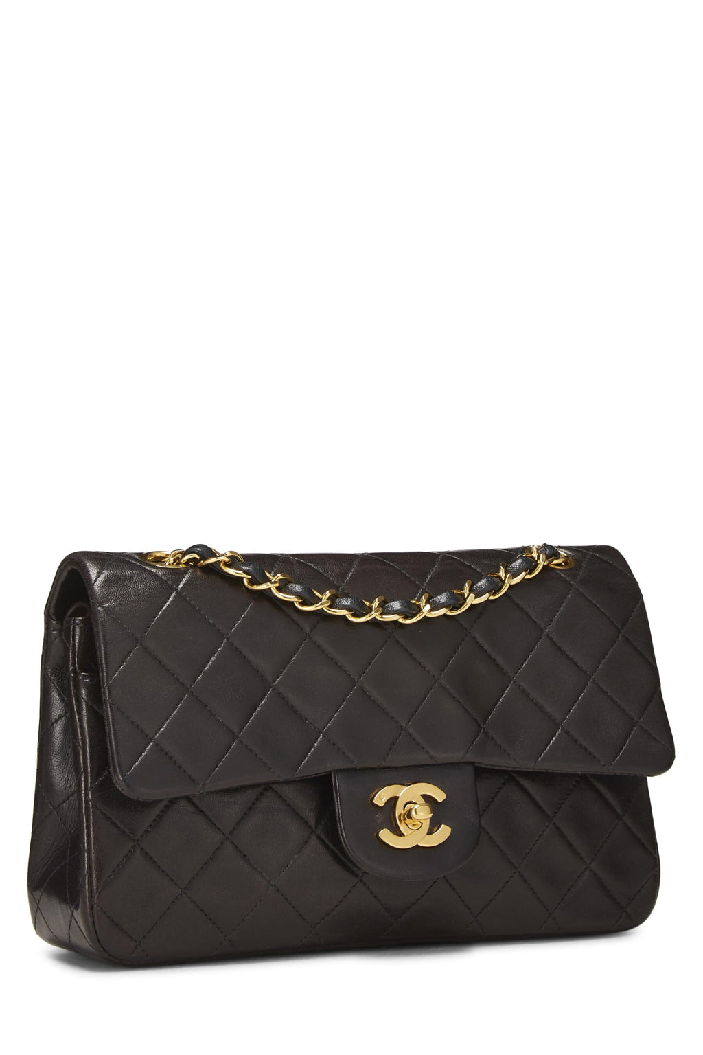 Chanel,  Black Quilted Lambskin Classic Double Flap Small, Black
