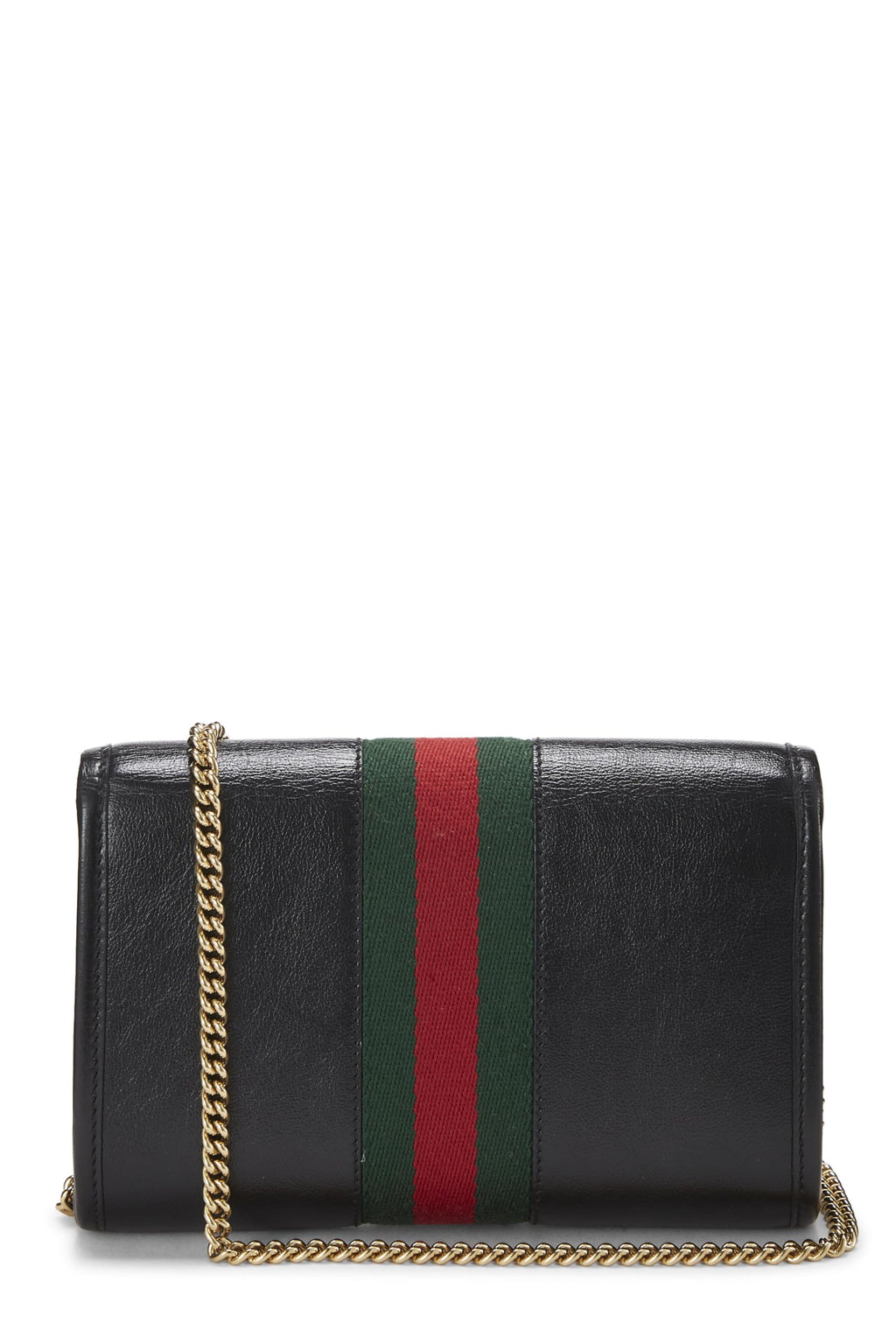 Gucci,  Black Leather Web Rajah Shoulder Bag Mini, Black