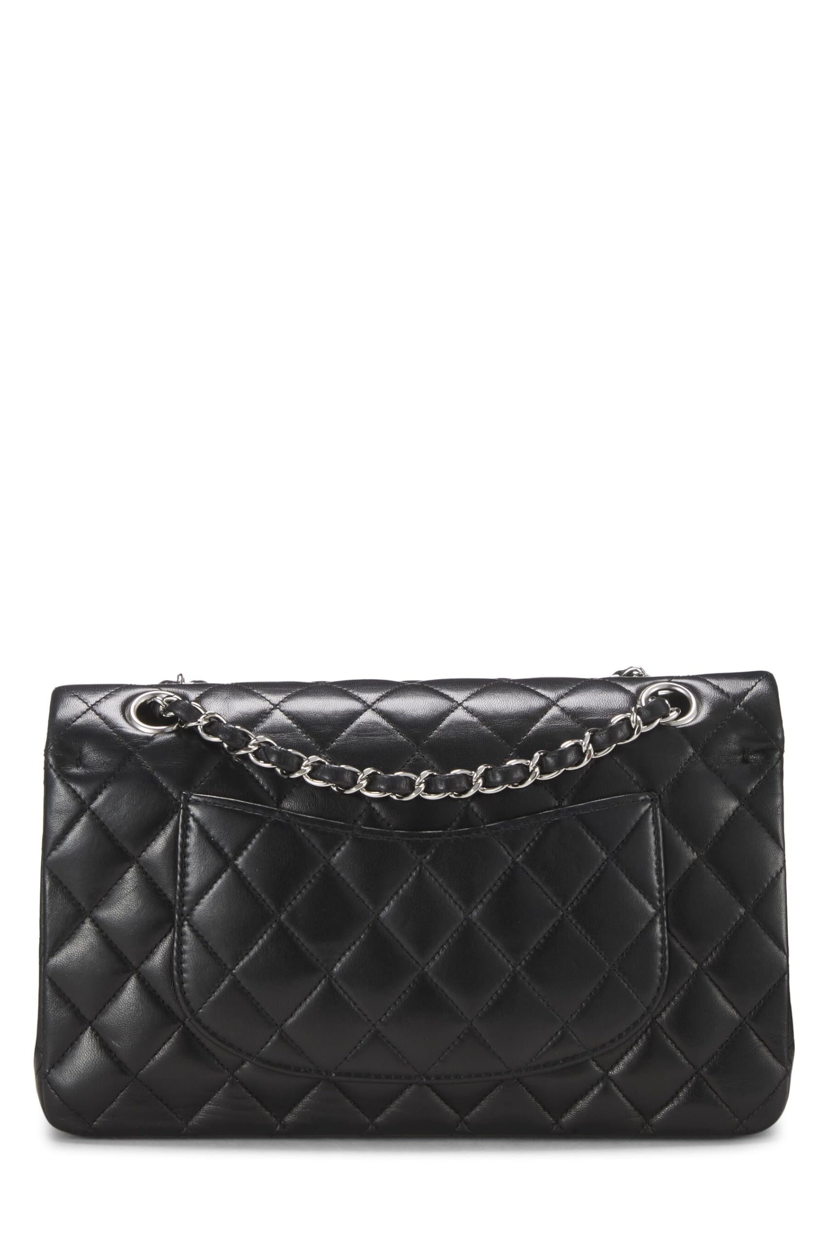 Chanel,  Black Quilted Lambskin Classic Double Flap Medium, Black