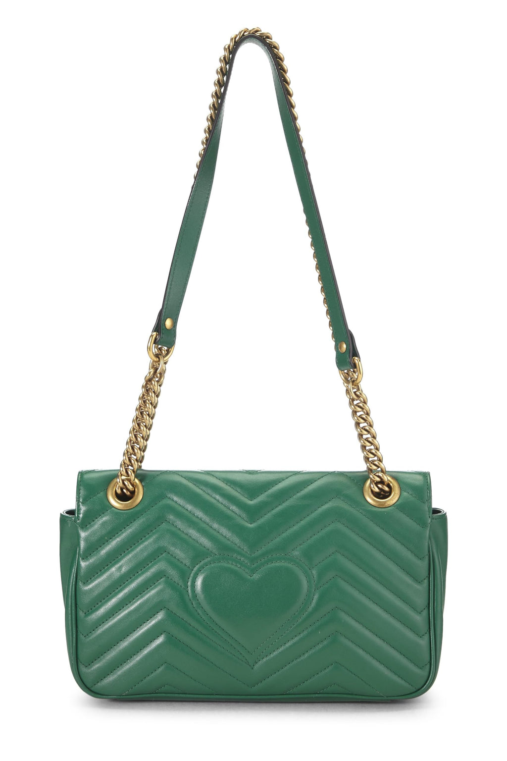 Gucci,  Green Leather MatelassÃƒÆ’Ã‚Â© Marmont Shoulder Bag Small, Green