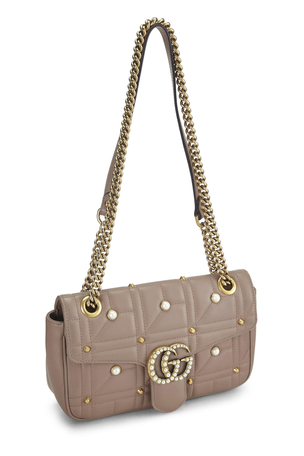 Gucci,  Beige Pearl MatelassÃƒÆ’Ã‚Â© Leather Marmont Shoulder Bag Small, Beige