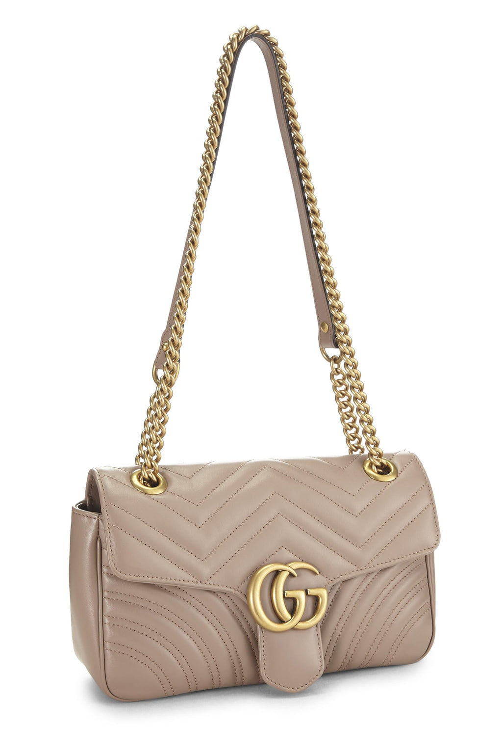 Gucci,  Beige Leather GG Marmont Shoulder Bag Small, Beige