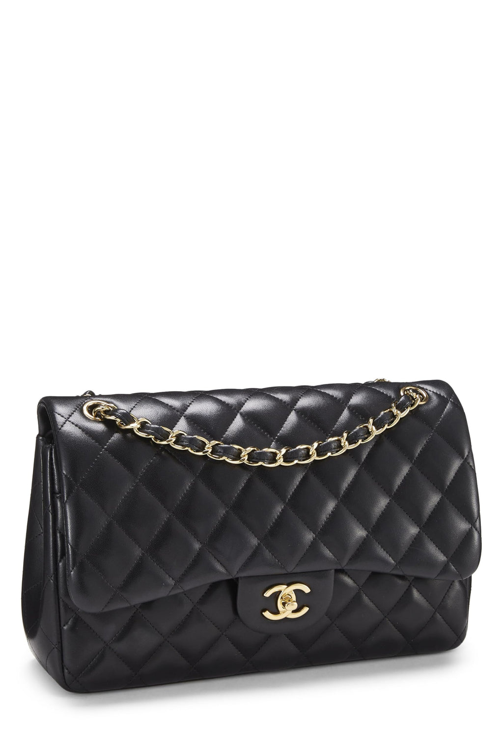 Chanel,  Black Quilted Lambskin New Classic Double Flap Jumbo, Black