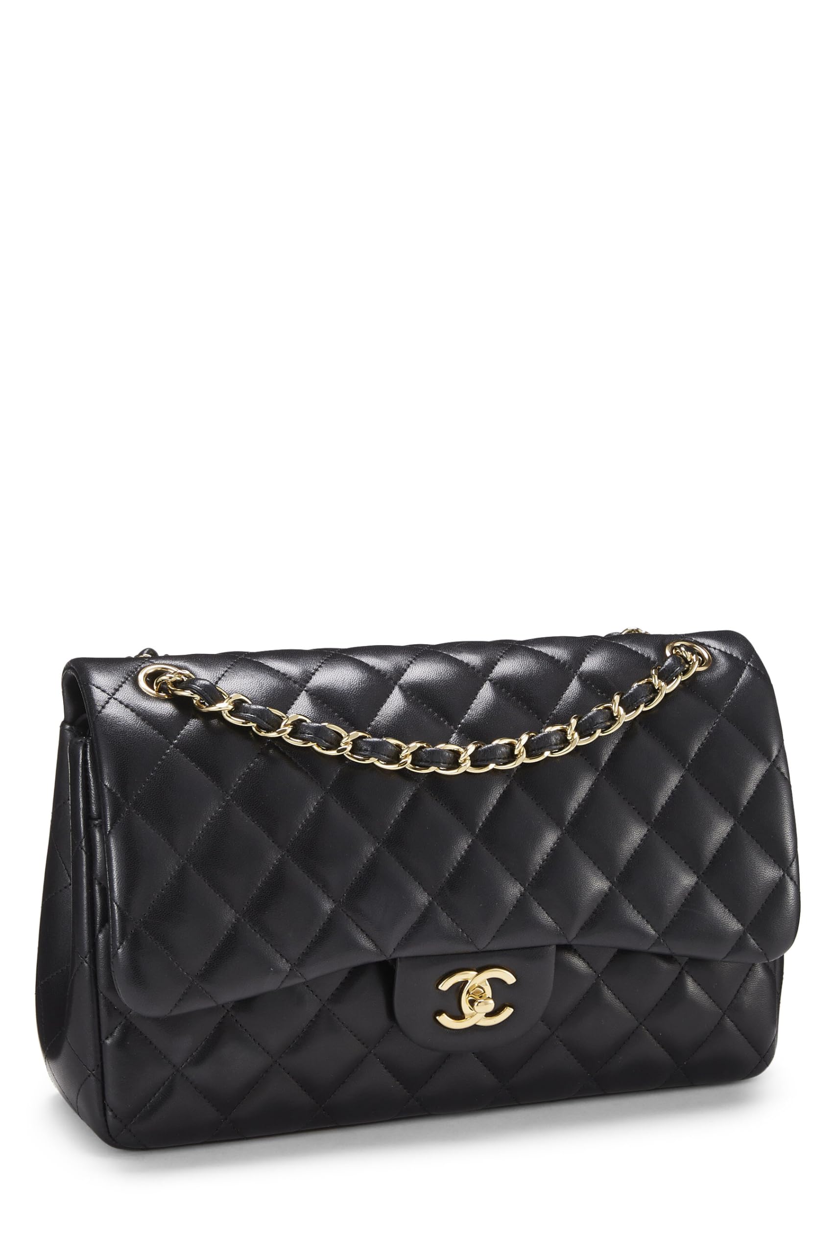 Chanel,  Black Quilted Lambskin New Classic Double Flap Jumbo, Black